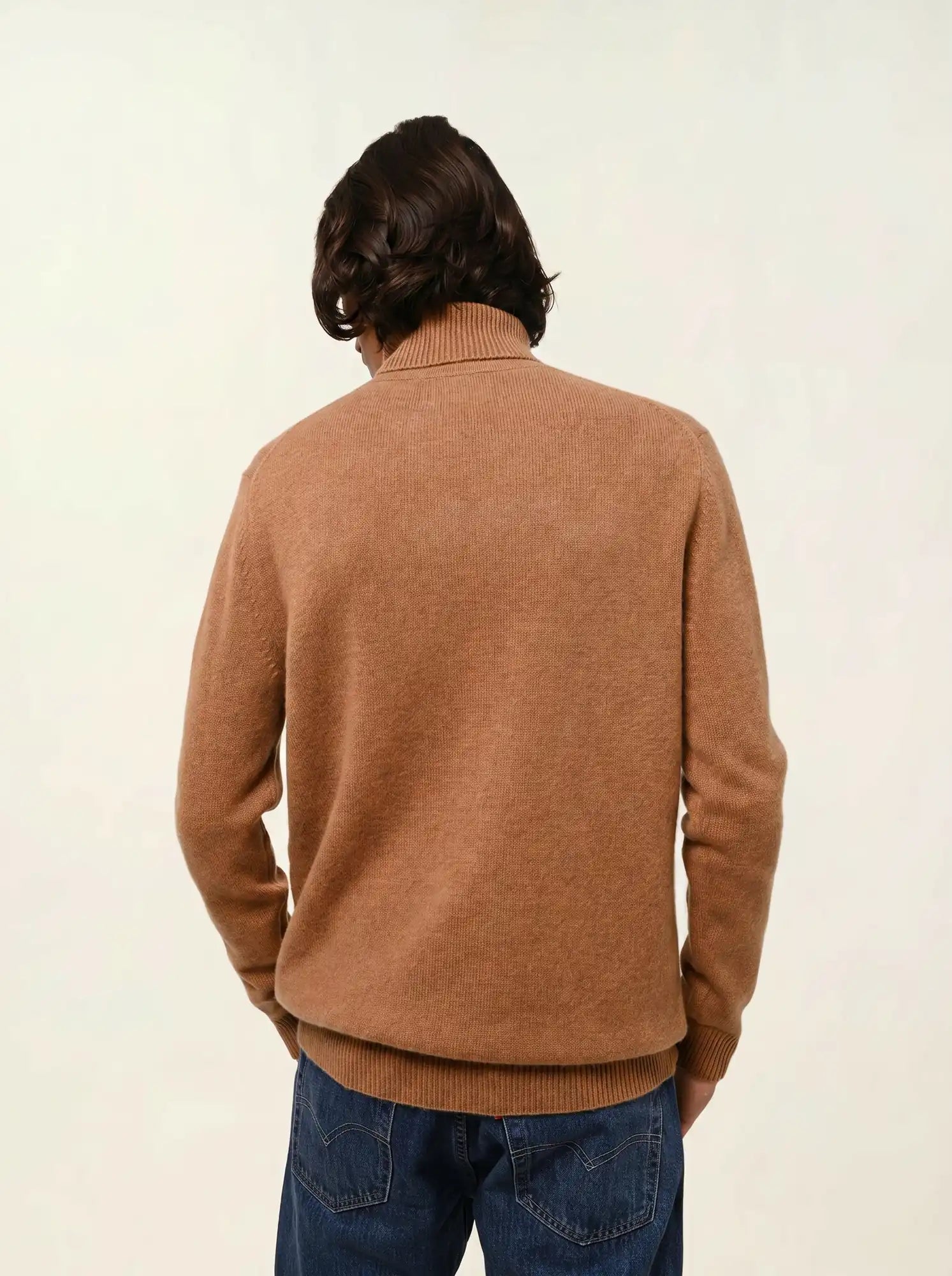 MARTIN pull col roulé 4 fils noisette