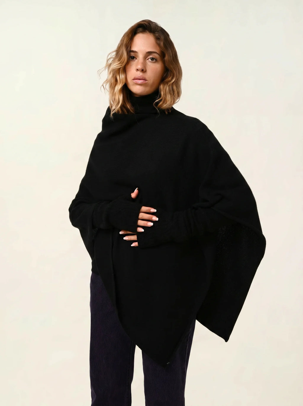 MERYL poncho 4 fils noir