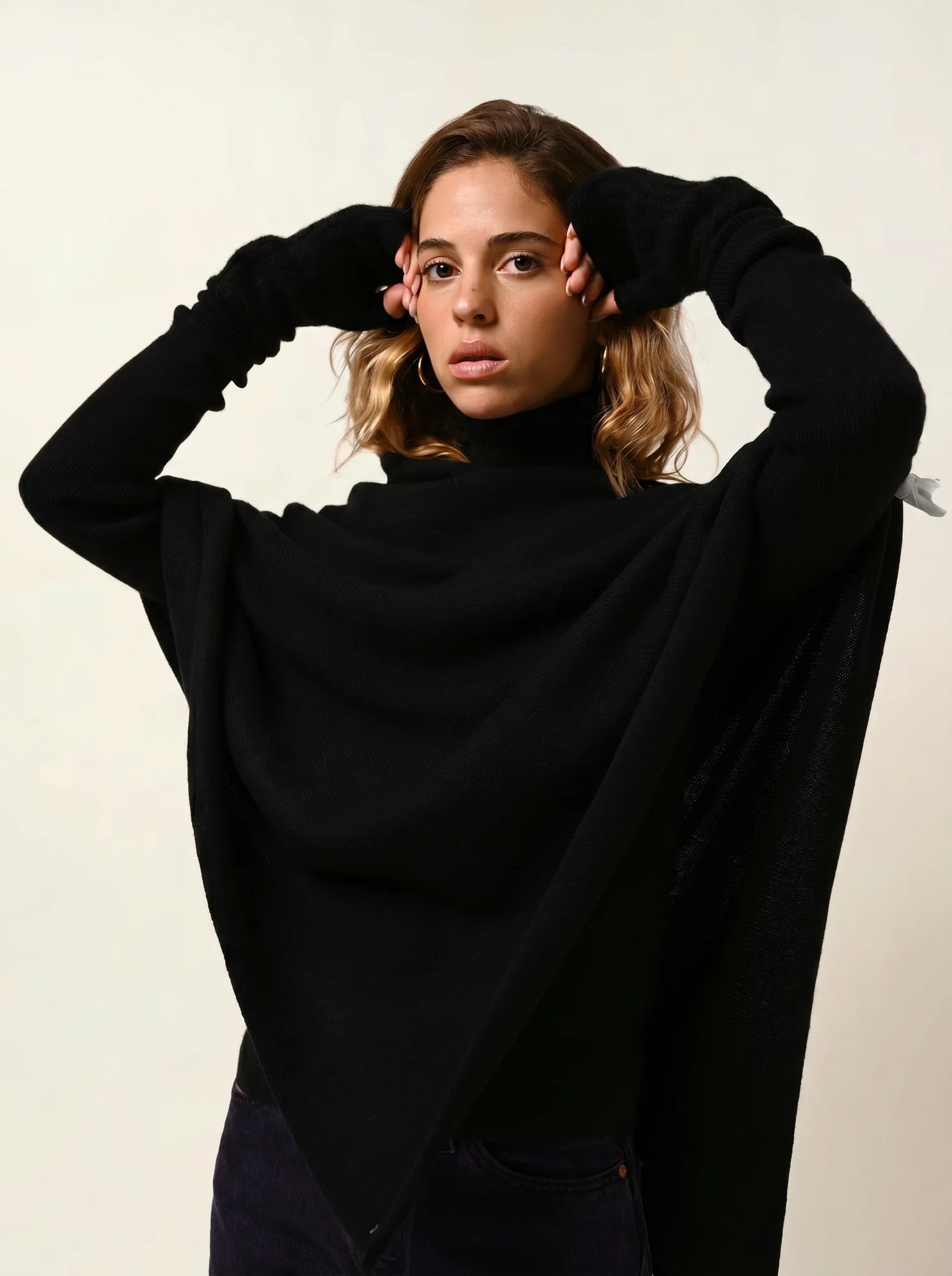 MERYL poncho 4 fils noir