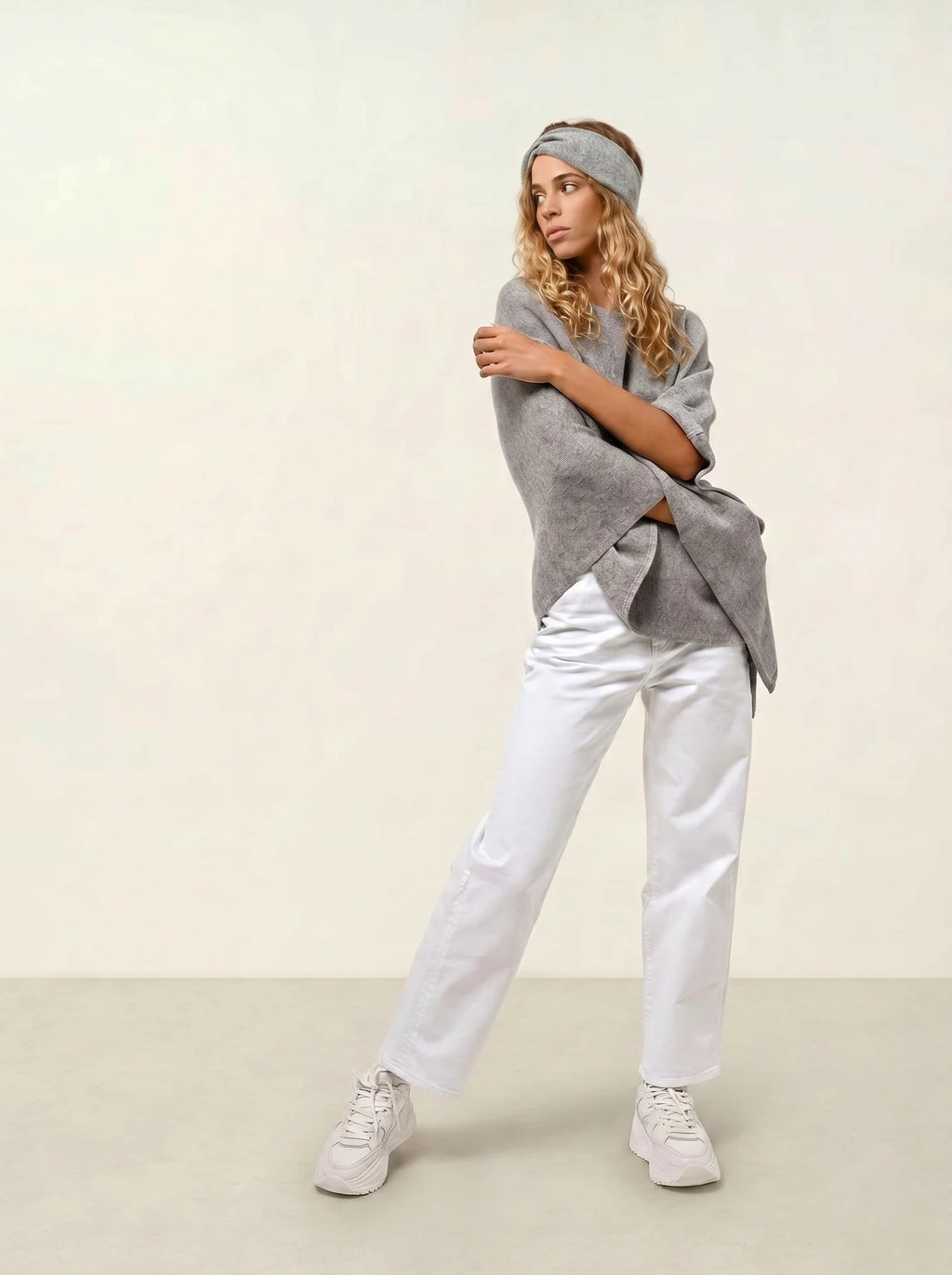 MERYL poncho 4 fils nuage chiné