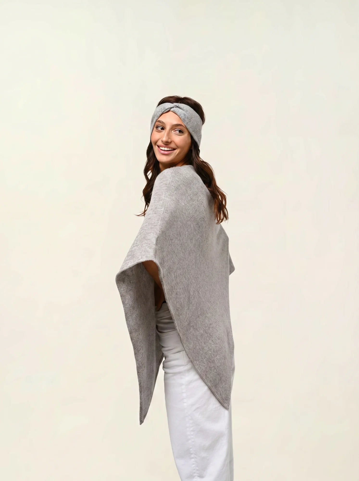 MERYL poncho 4 fils nuage chiné