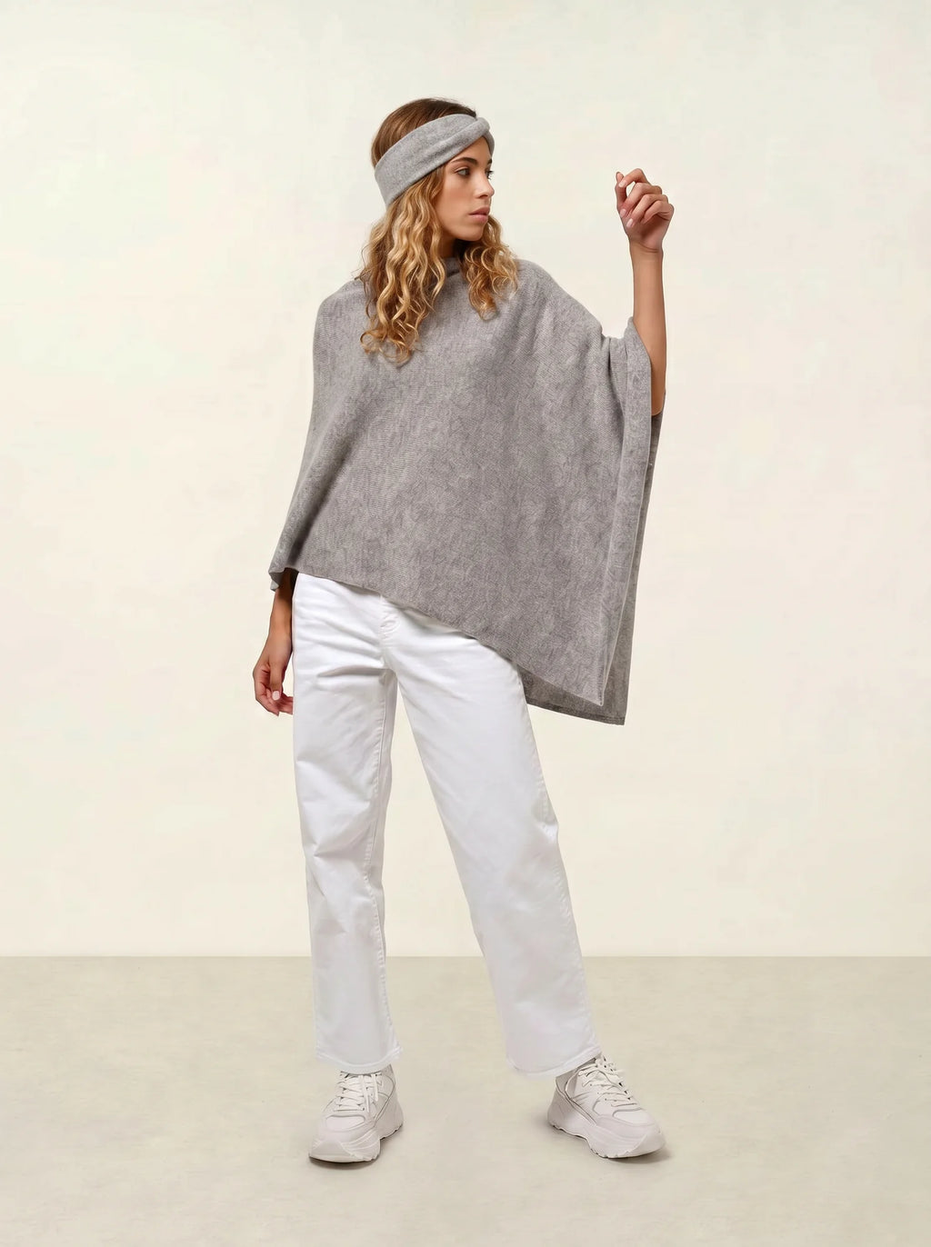 MERYL poncho 4 fils nuage chiné