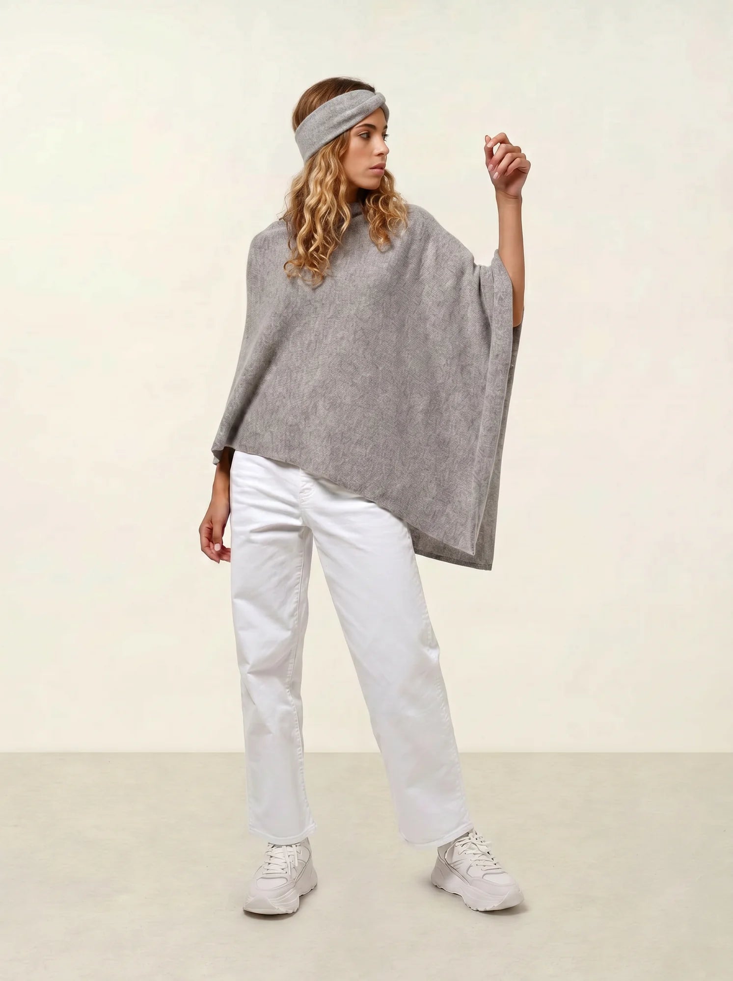 MERYL poncho 4 fils nuage chiné