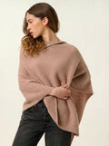 MERYL poncho 4 fils camel chiné