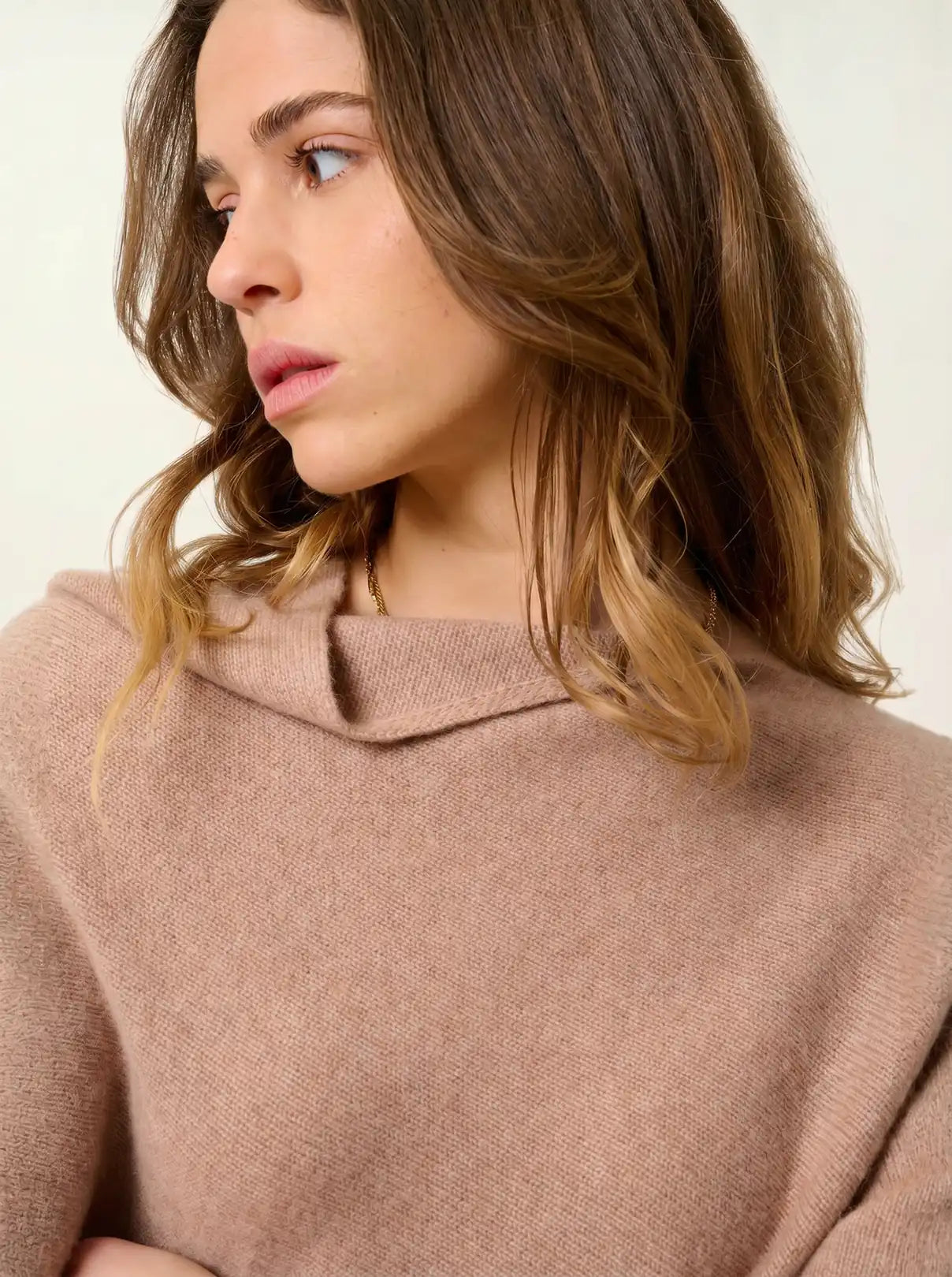 MERYL poncho 4 fils camel chiné