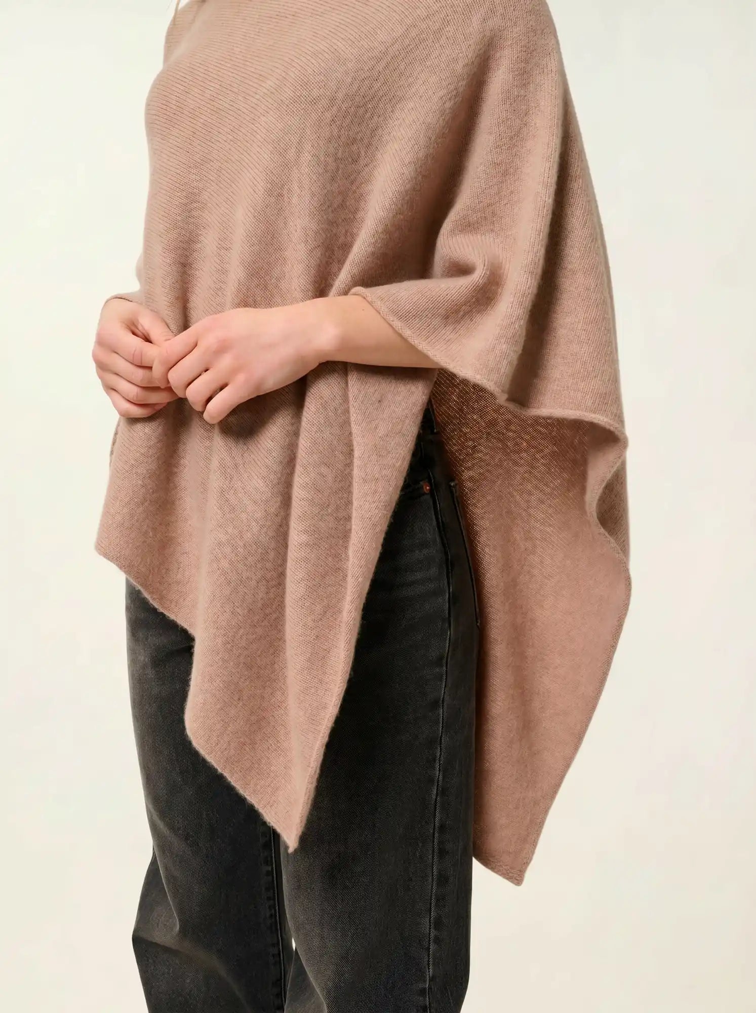 MERYL poncho 4 fils camel chiné