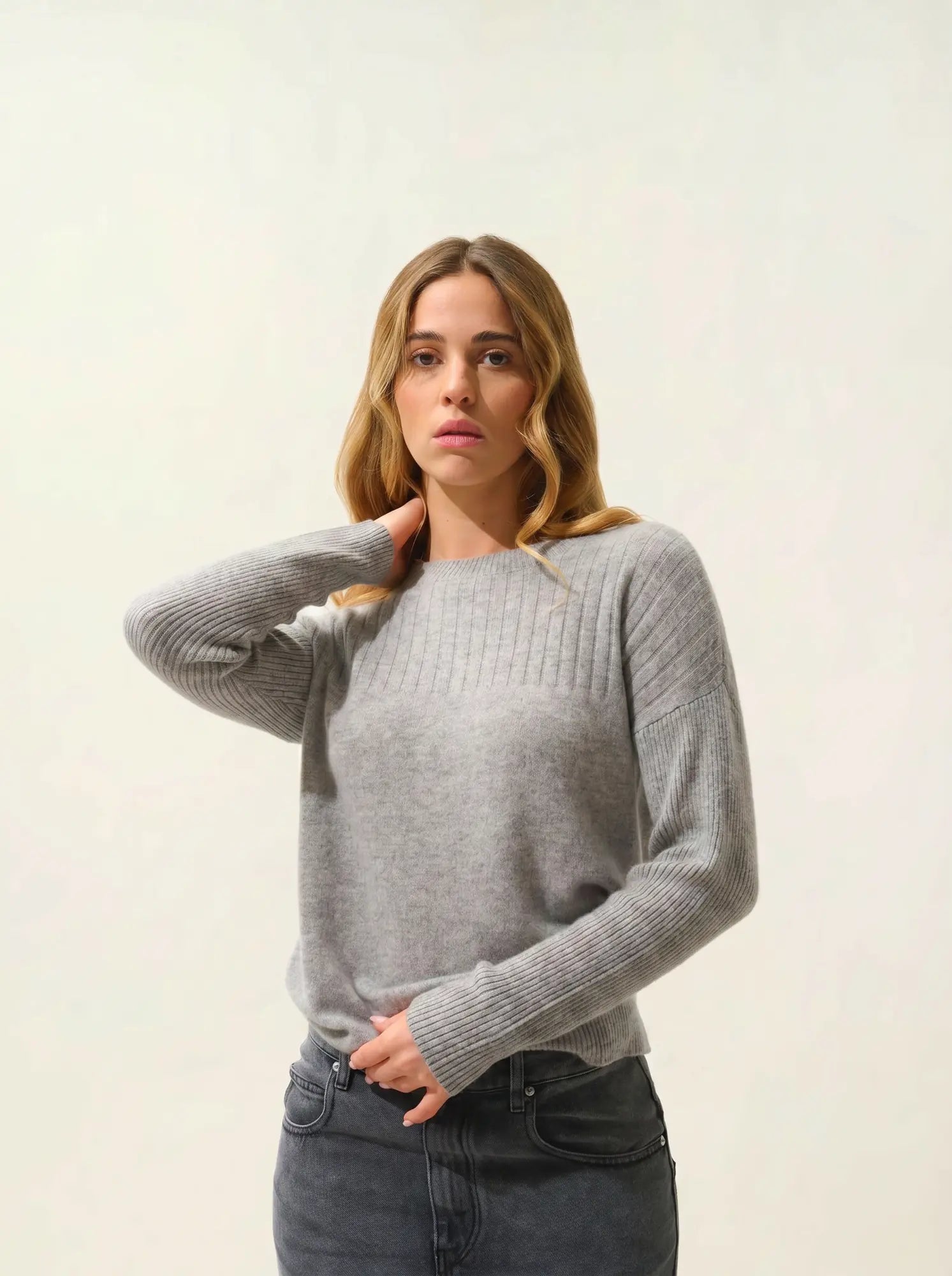 DARIA pull col rond nuage chiné