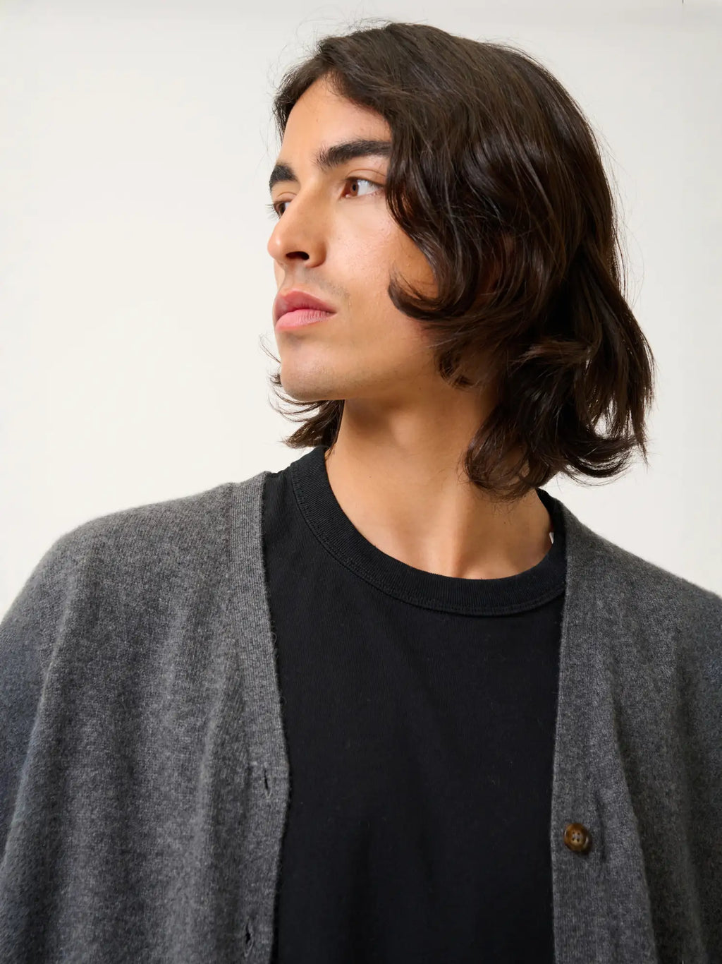 HUGO cardigan v-neck sleeveless heather charcoal