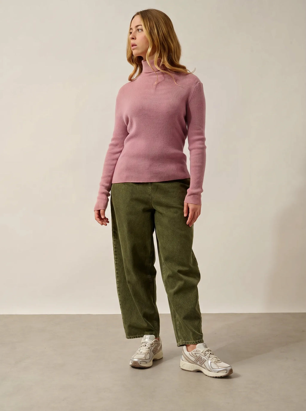 SUZIE pull col roulé bois de rose