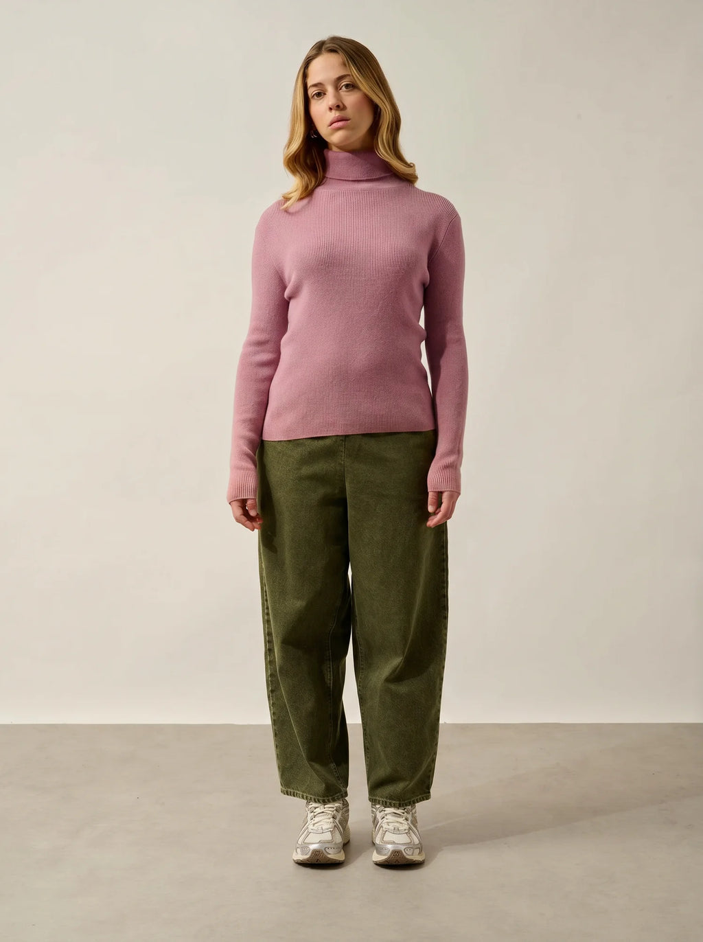SUZIE pull col roulé bois de rose