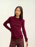 BELLA pull col rond bordeaux