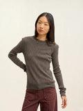 BELLA pull col rond taupe chiné