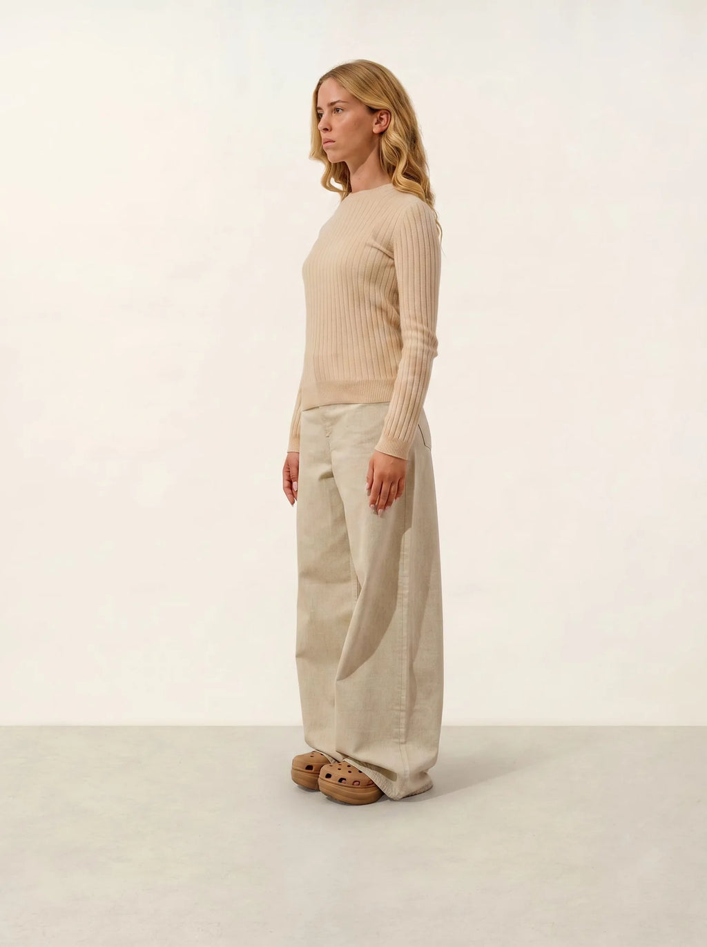 BELLA pullover rundhalsausschnitt sand