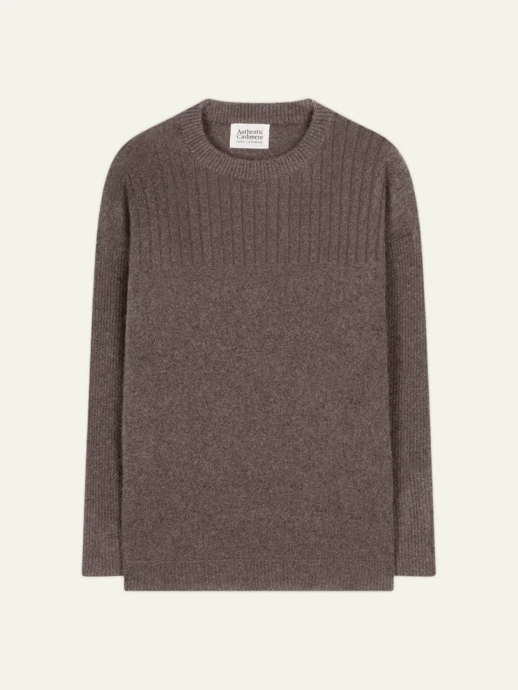 DARIA Pullover Rundhalsausschnitt Taupe meliert