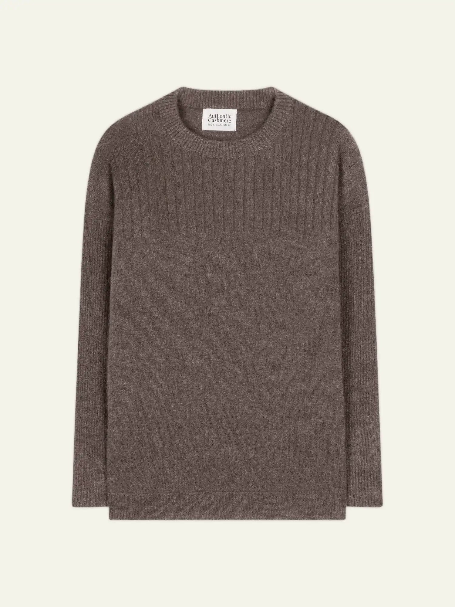 DARIA Pullover Rundhalsausschnitt Taupe meliert