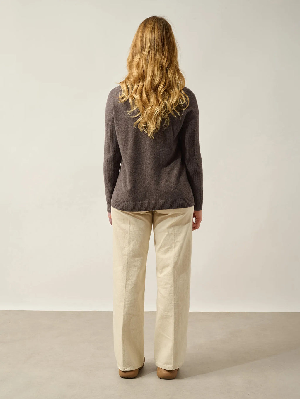 DARIA Pullover Rundhalsausschnitt Taupe meliert