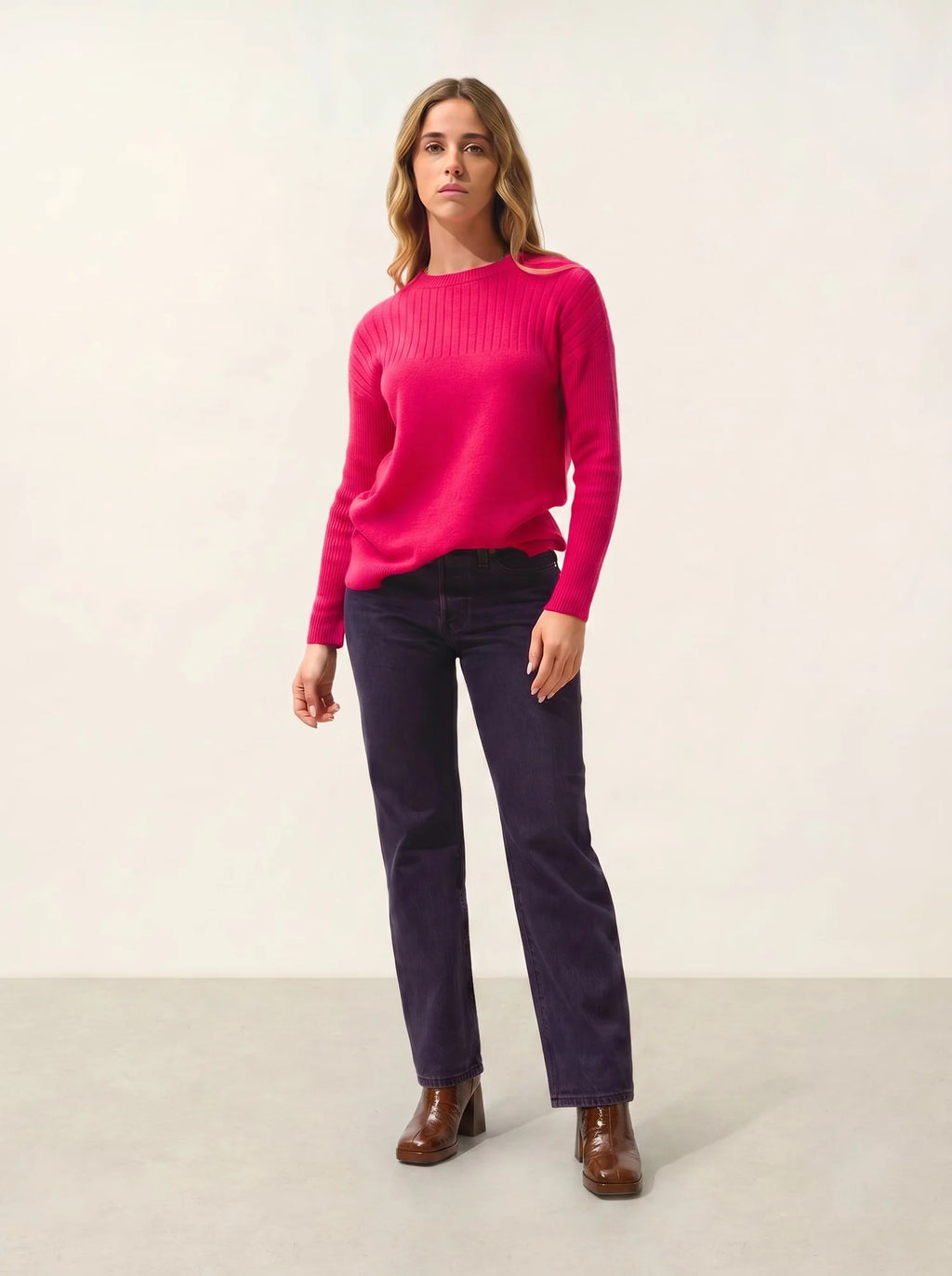 DARIA pullover rundhalsausschnitt fuchsia