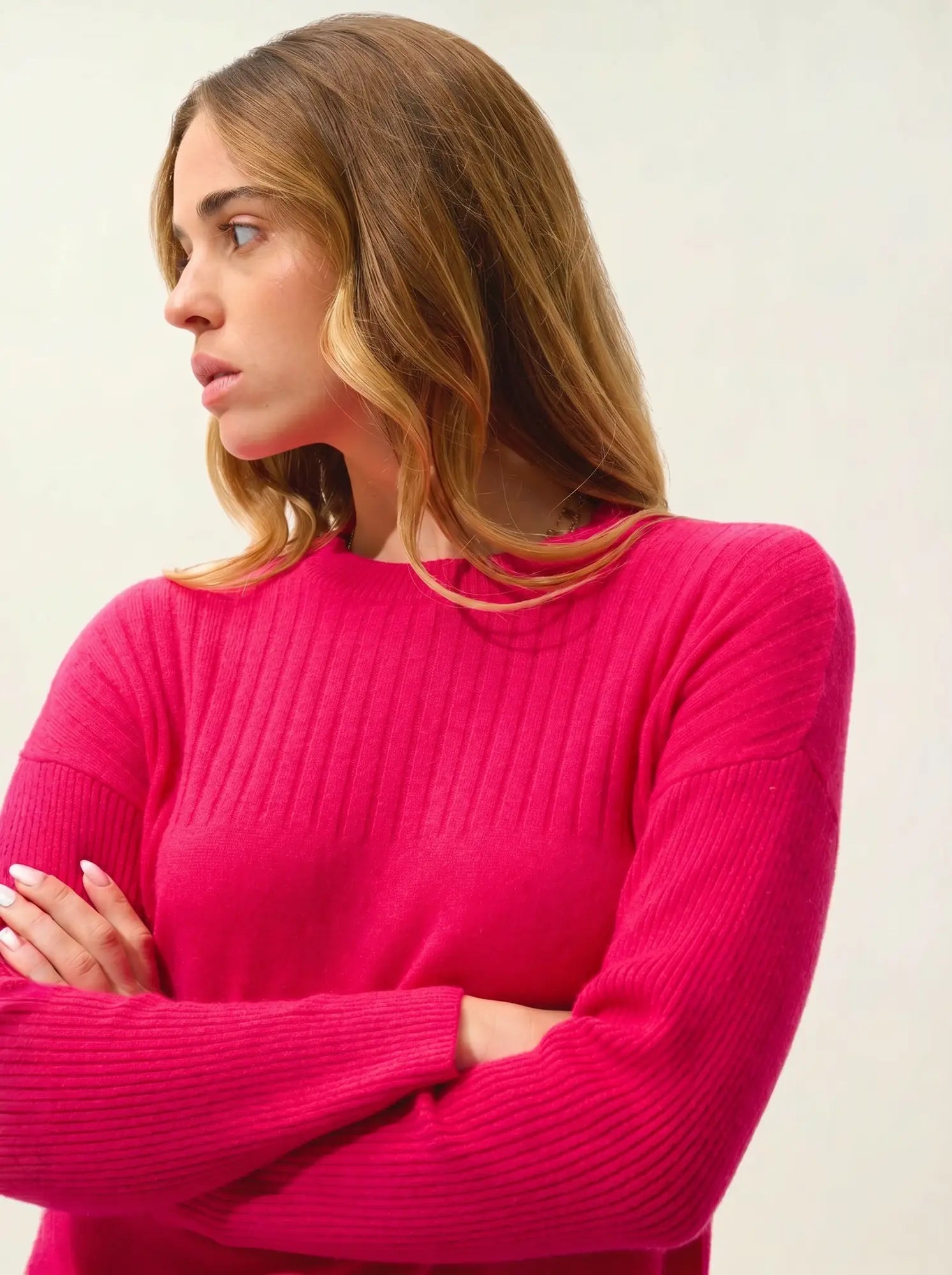DARIA pullover rundhalsausschnitt fuchsia