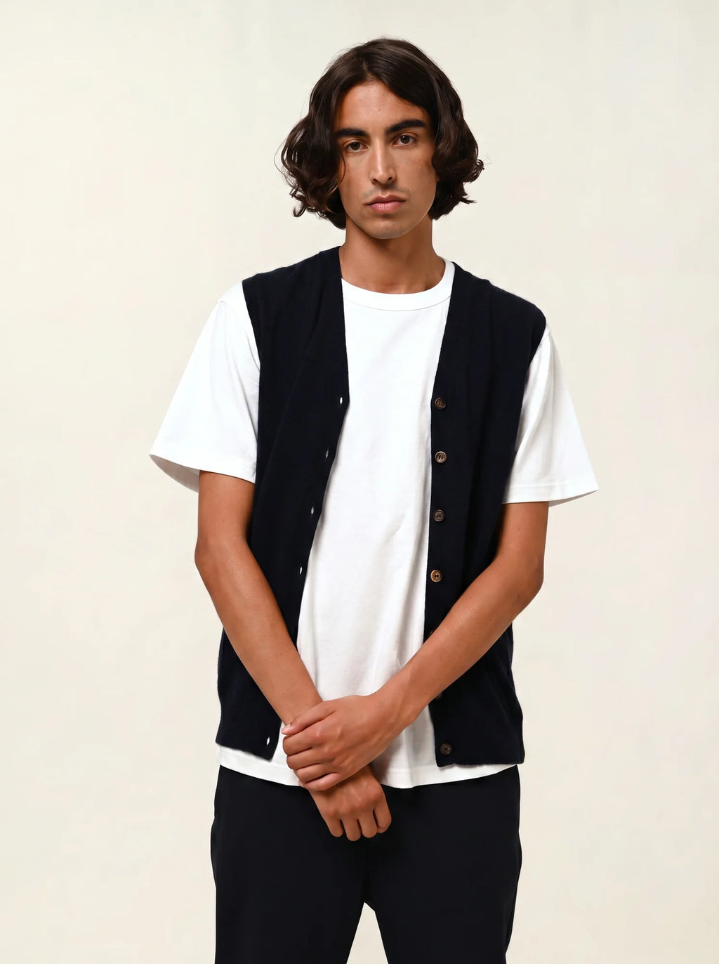 HUGO cardigan v-neck sleeveless navy
