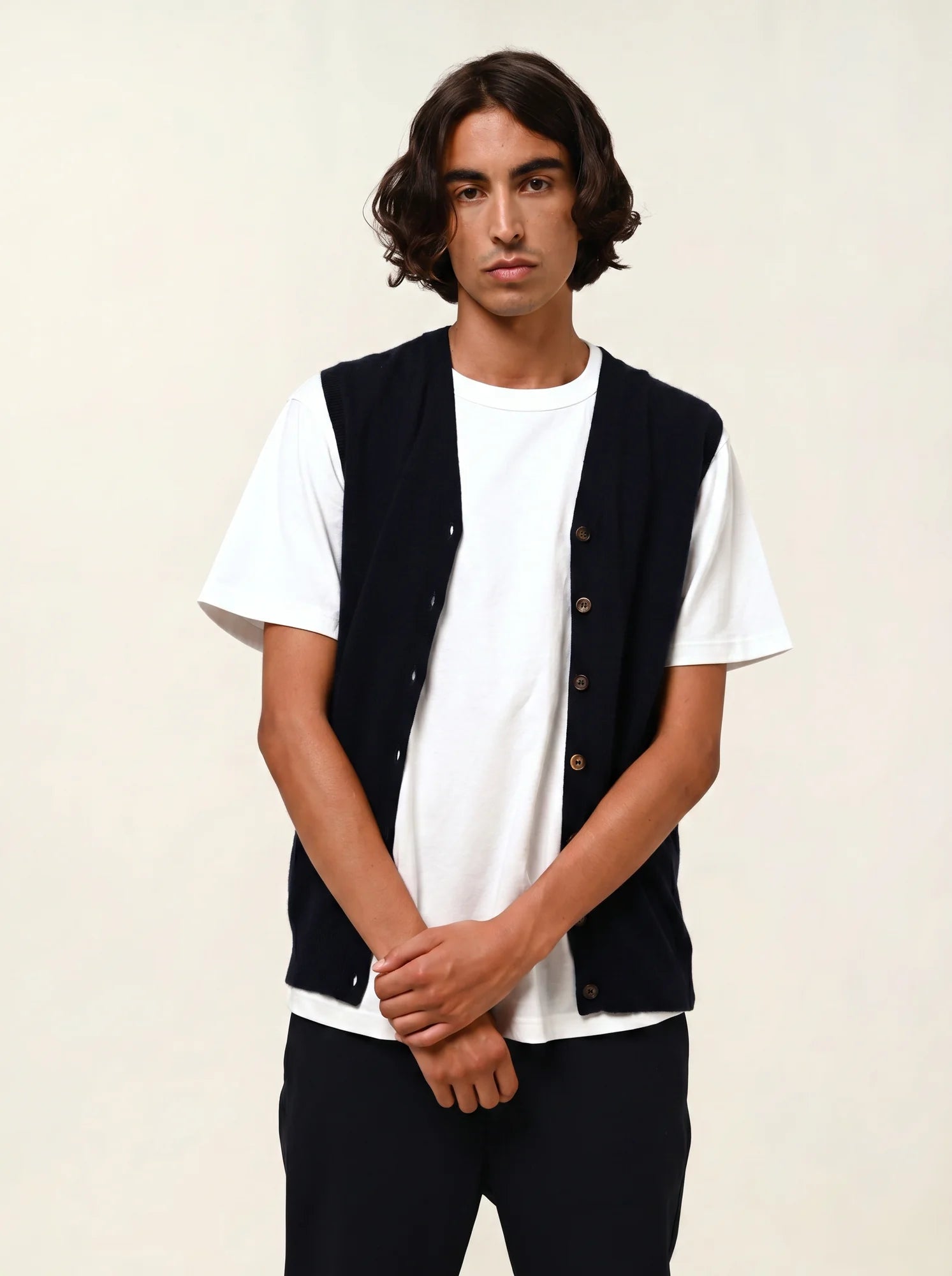 HUGO cardigan v-neck sleeveless navy