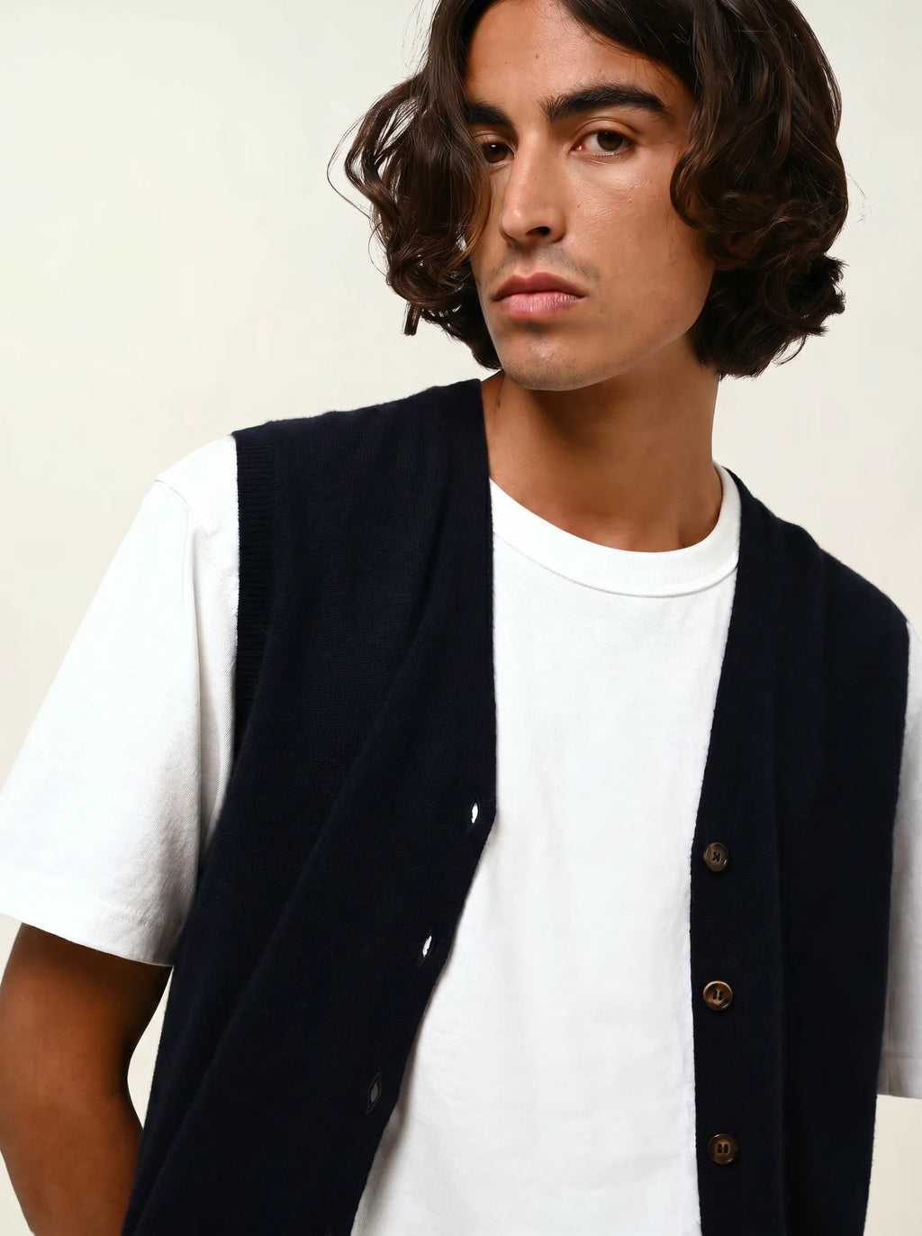 HUGO cardigan v-neck sleeveless navy