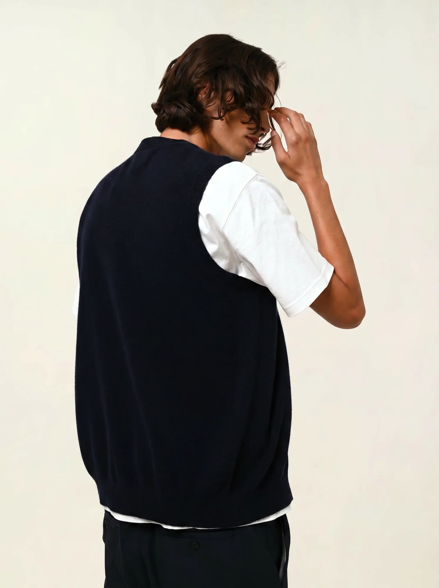 HUGO cardigan v-neck sleeveless navy