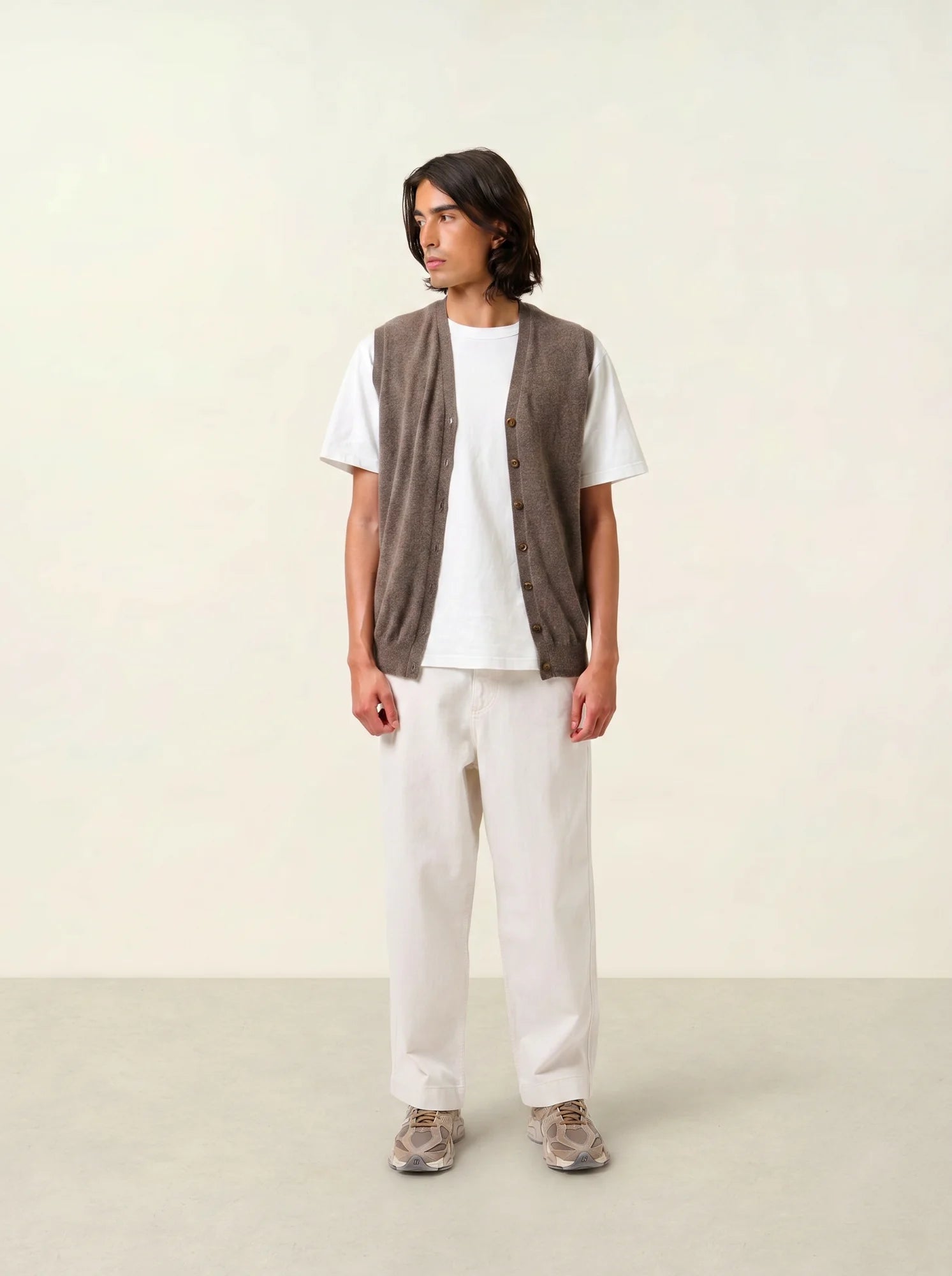 HUGO cardigan v-neck sleeveless heather taupe