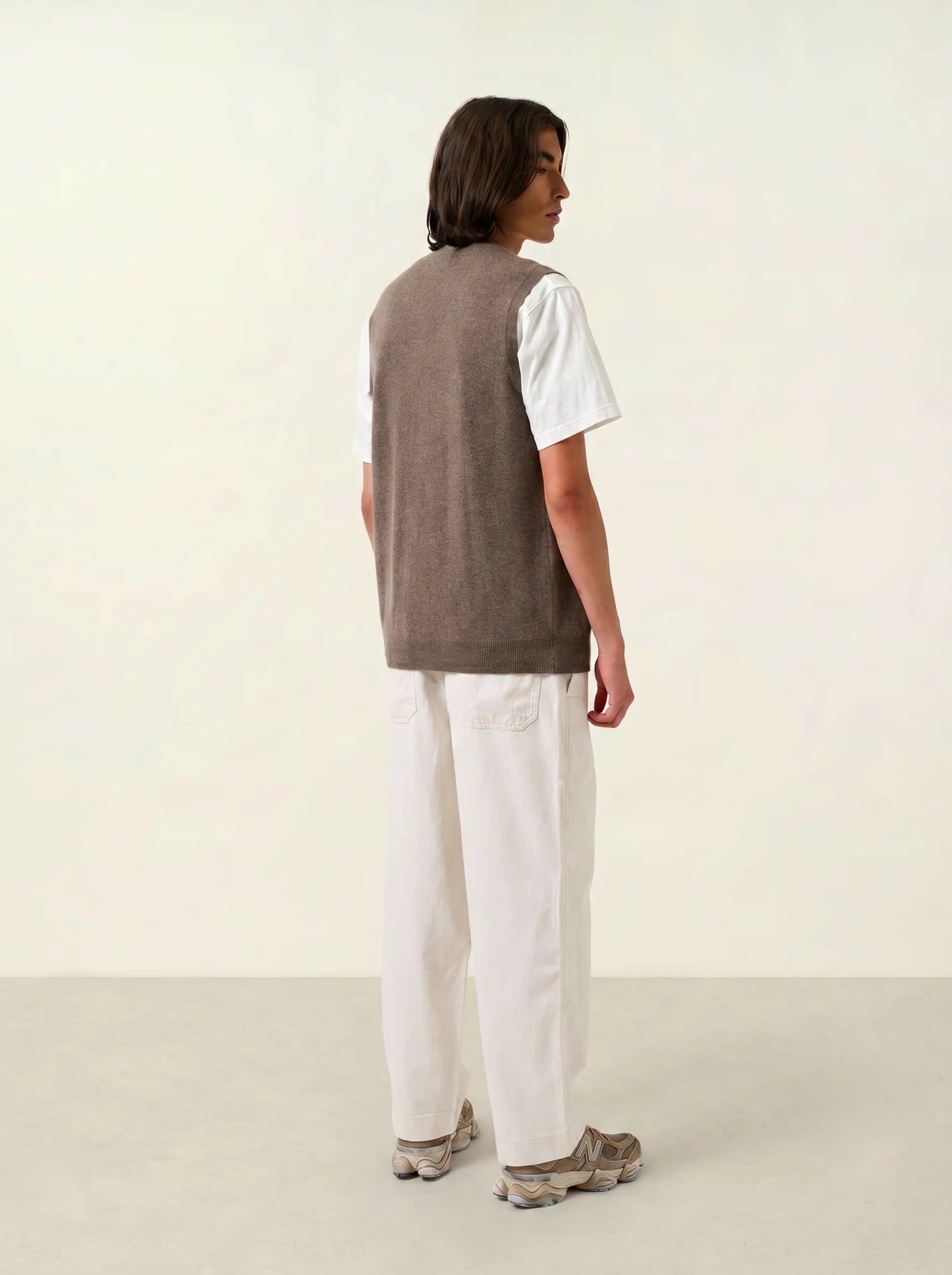 HUGO cardigan v-neck sleeveless heather taupe