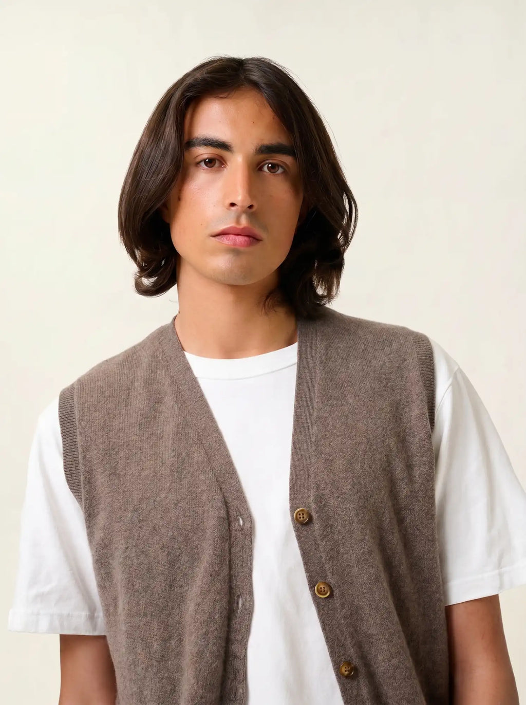 HUGO cardigan v-neck sleeveless heather taupe