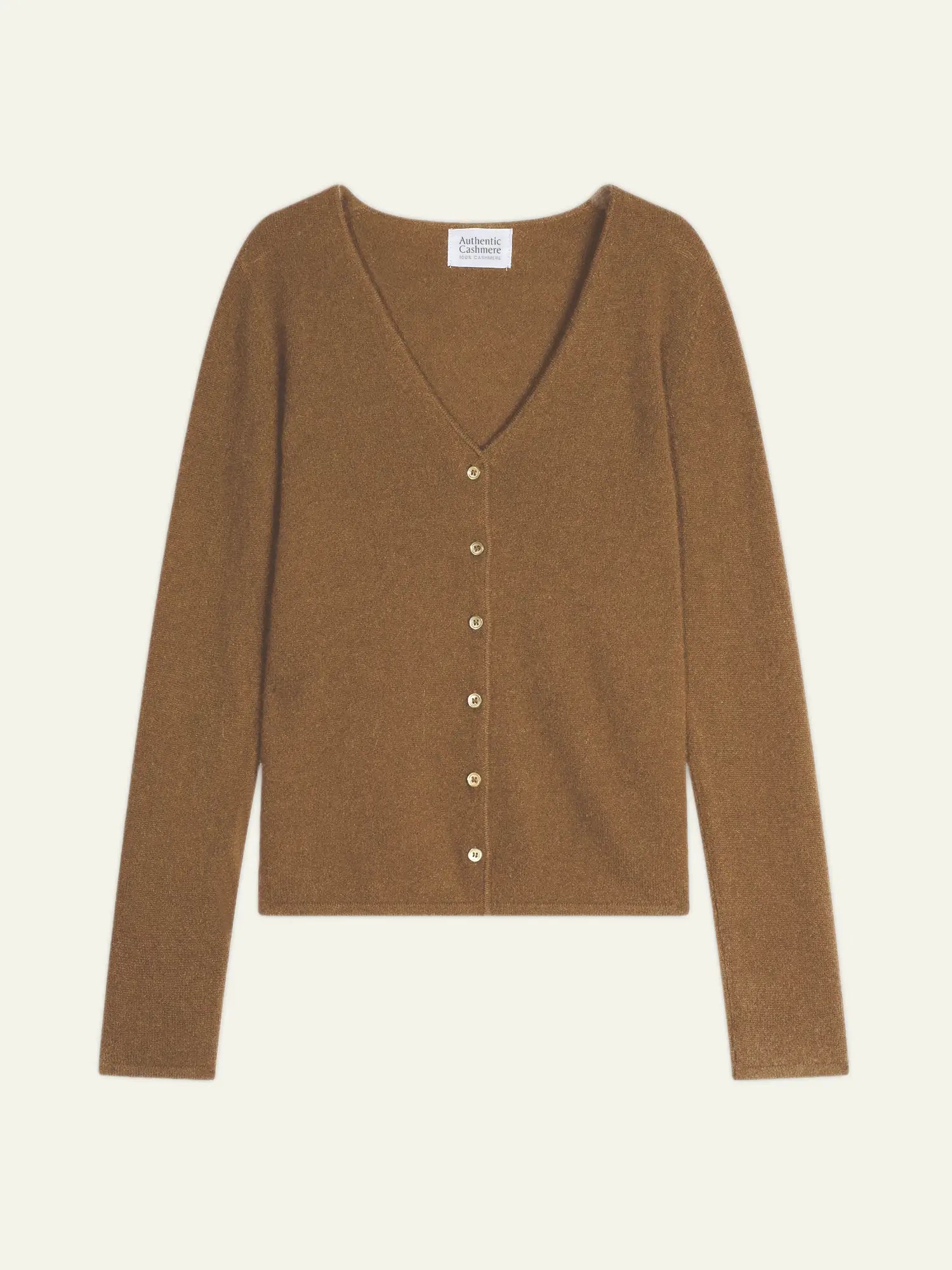 CHALAIS Strickjacke V-Ausschnitt Haselnussbraun