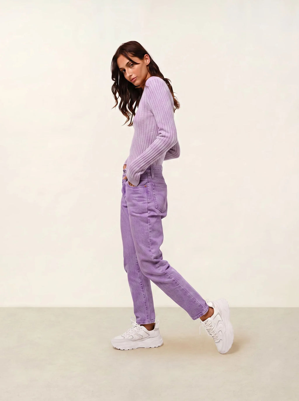 BELLA Sweater Crew Neck Heather Mauve