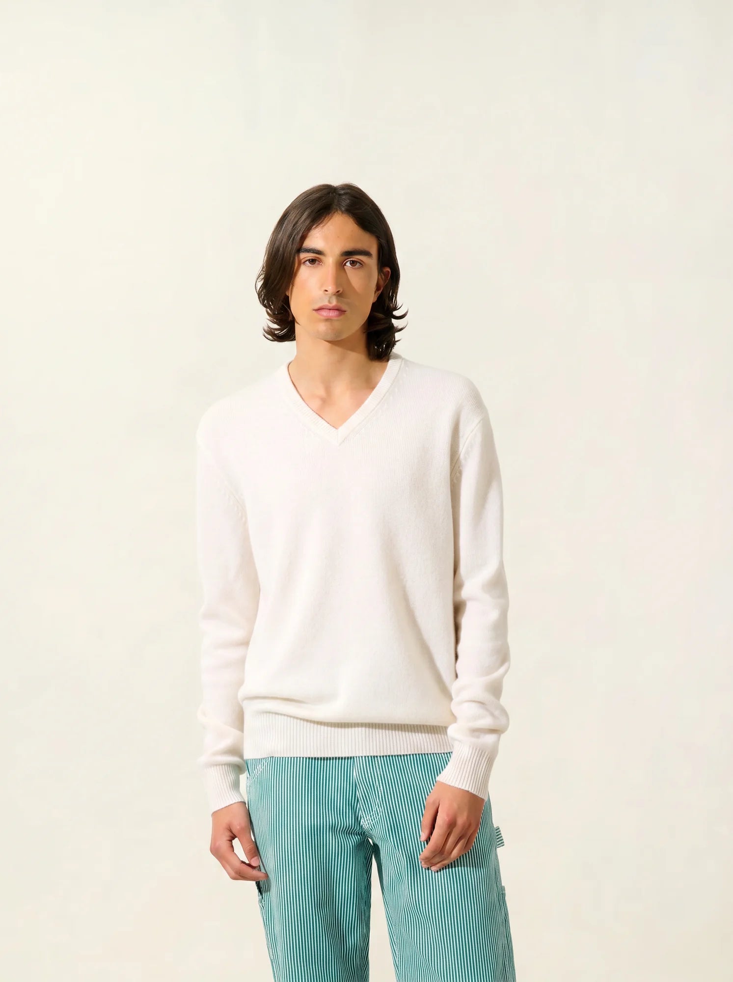 VICTOR pull col V 4 fils neige