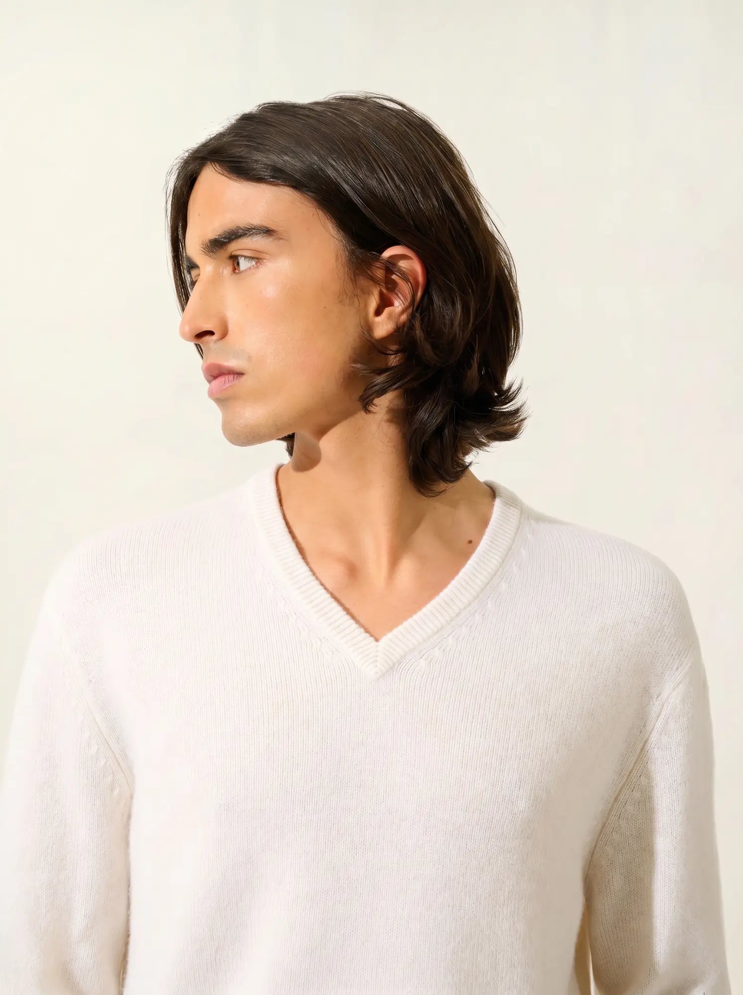 VICTOR pull col V 4 fils neige
