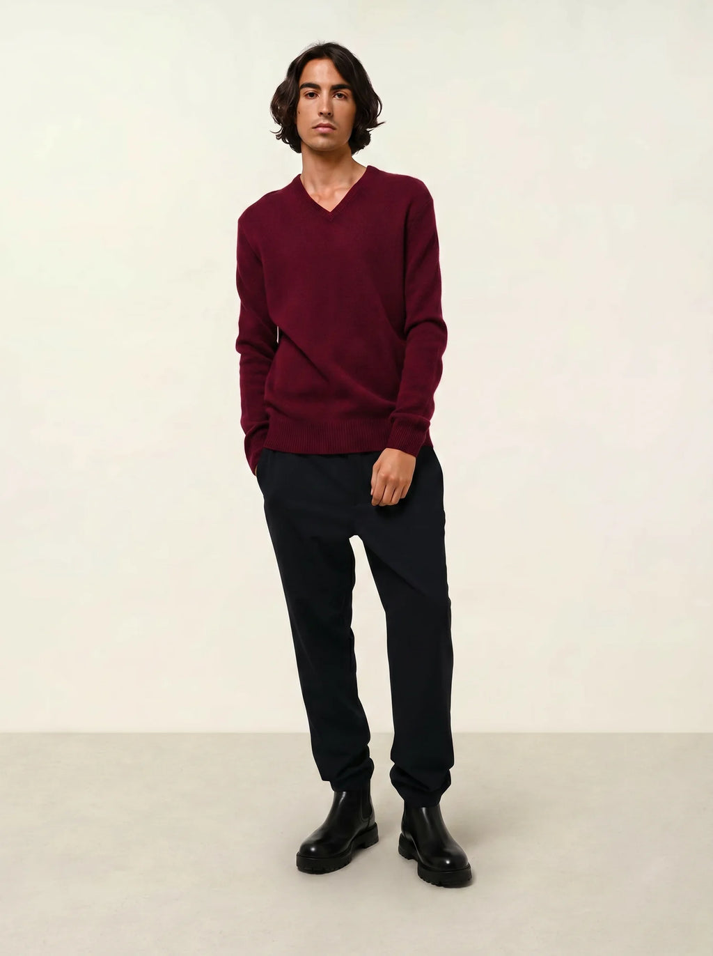 VICTOR pullover v-ausschnitt 4-fädig bordeaux