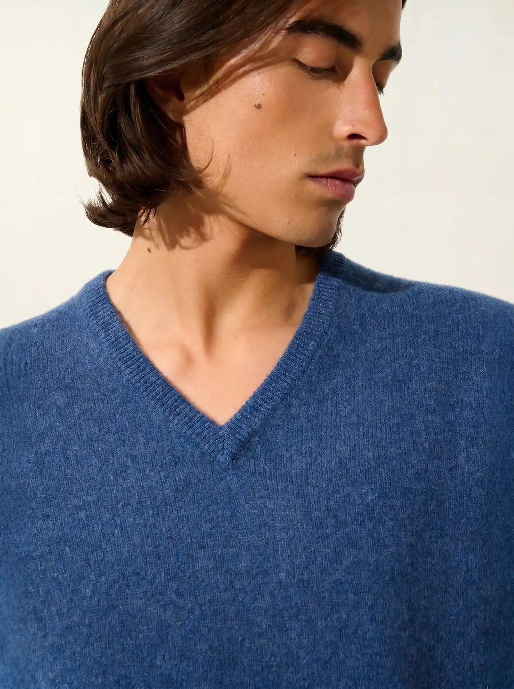 VICTOR pull col V 4 fils océan chiné