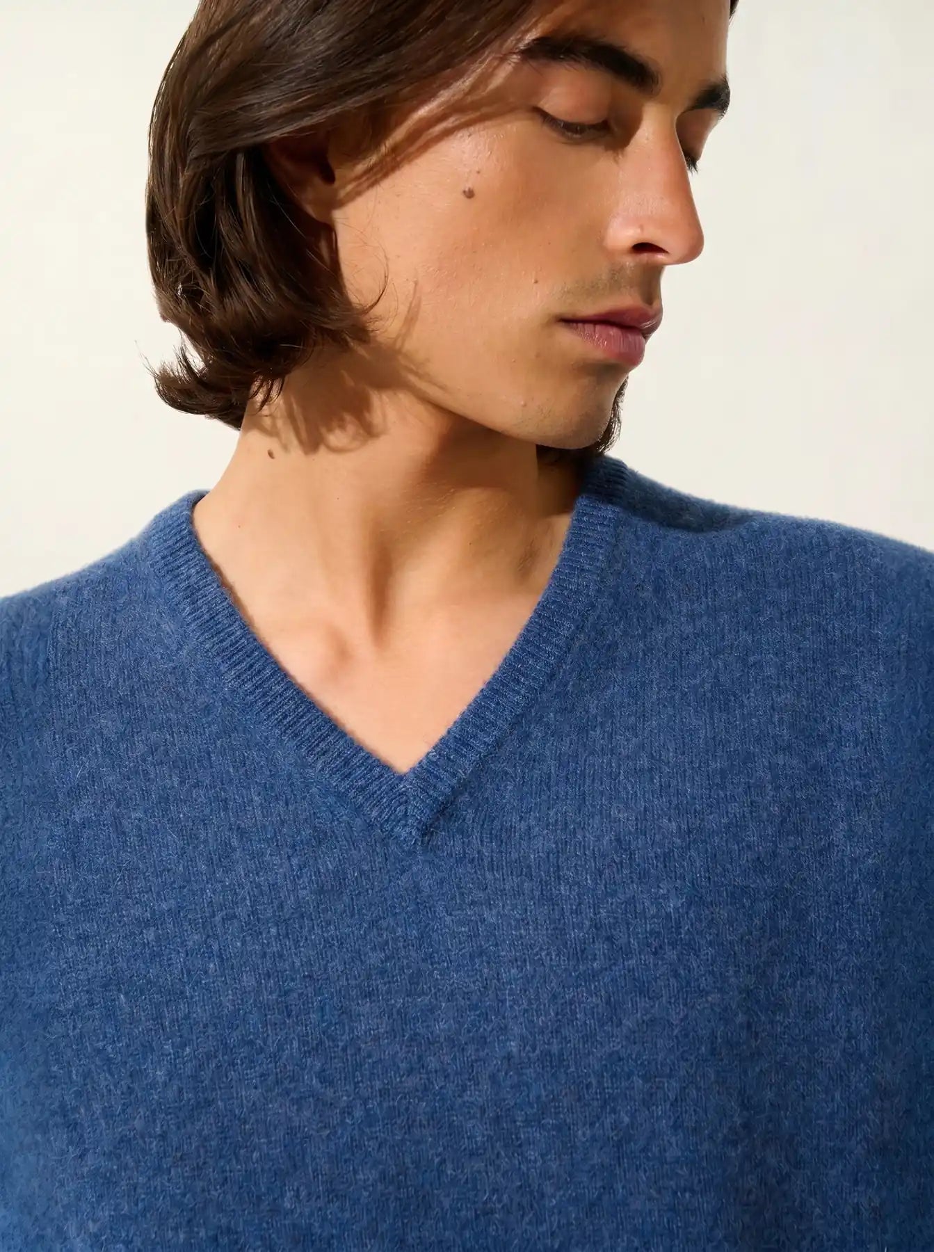VICTOR pull col V 4 fils océan chiné