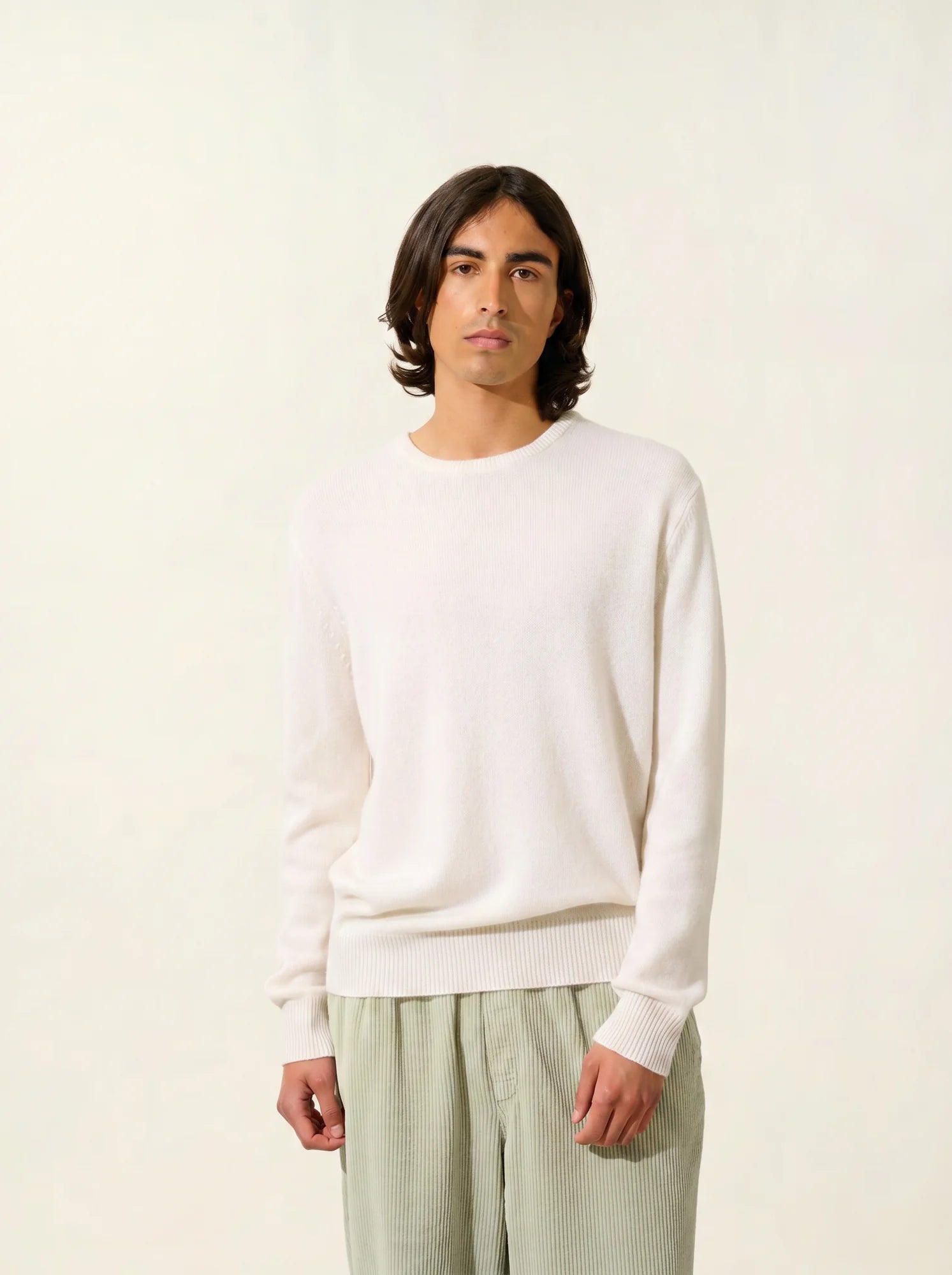 VICTO pull col rond 4 fils neige