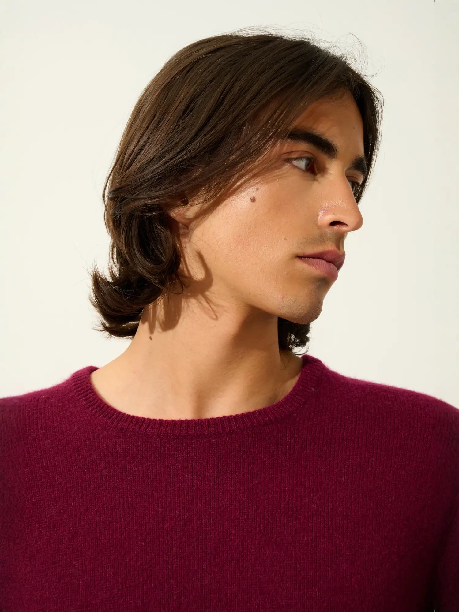 VICTO pull col rond 4 fils bordeaux