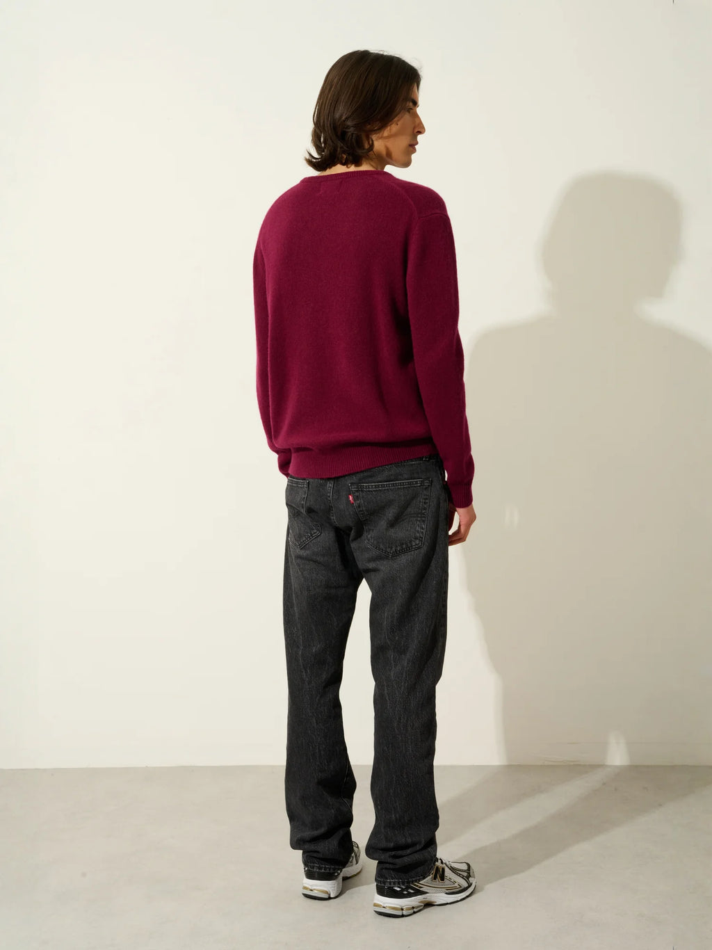 VICTO pull col rond 4 fils bordeaux