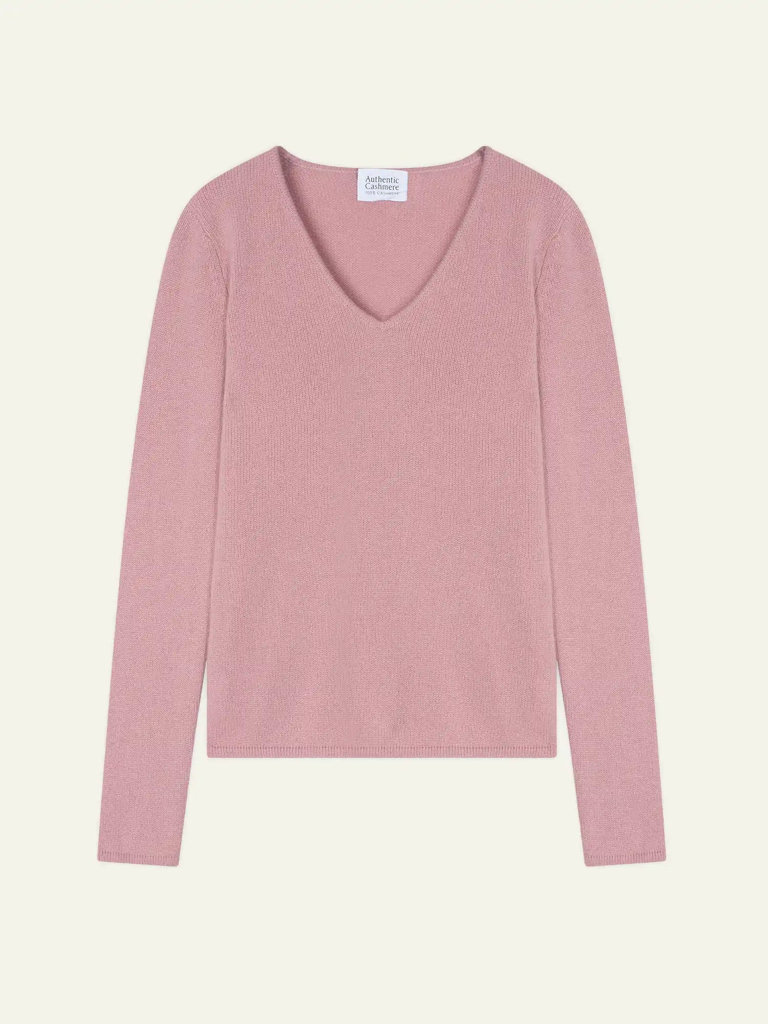 CHELSEA pull col V 4 fils bois de rose