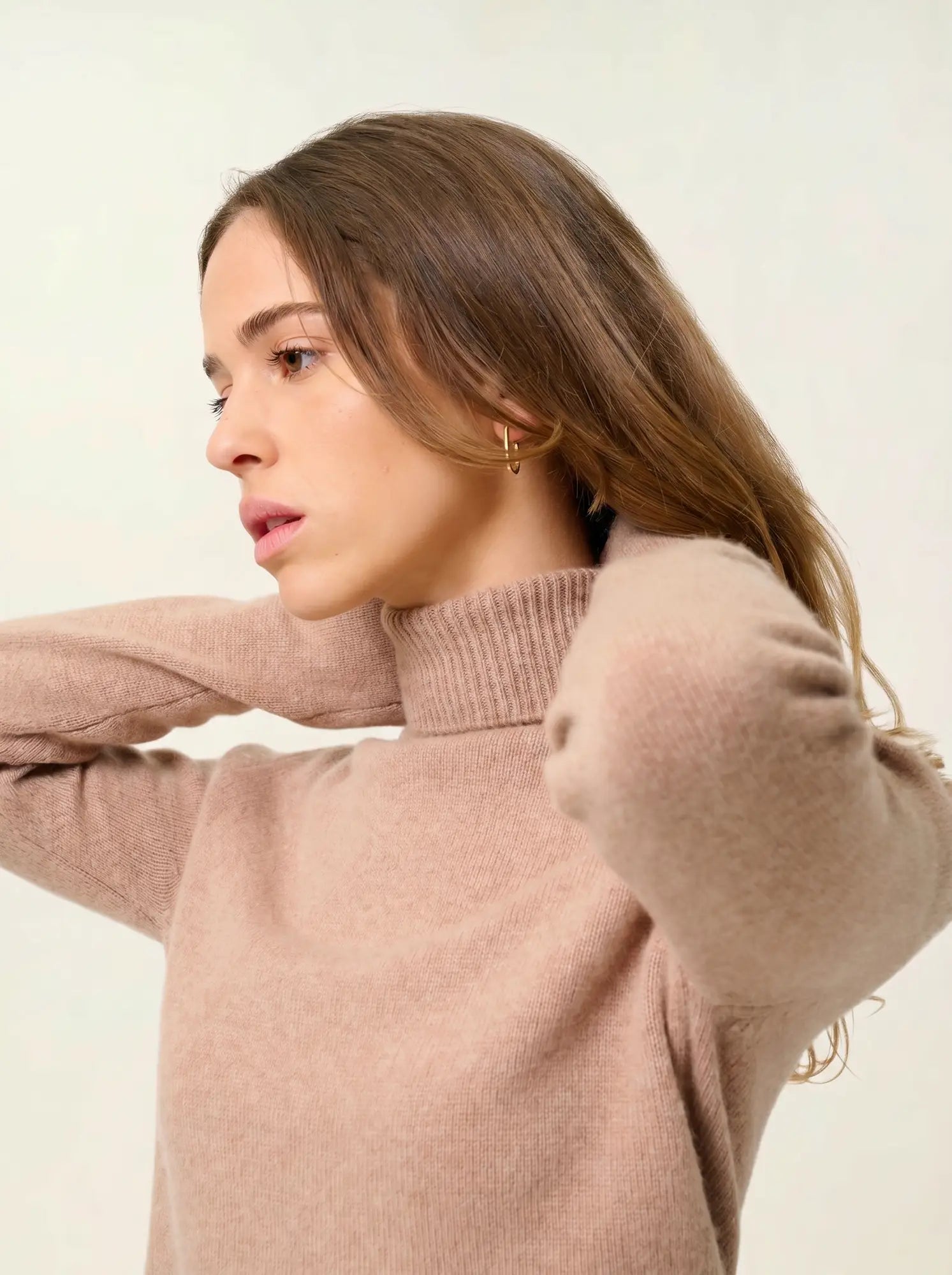 TED pull col roulé 4 fils camel chiné