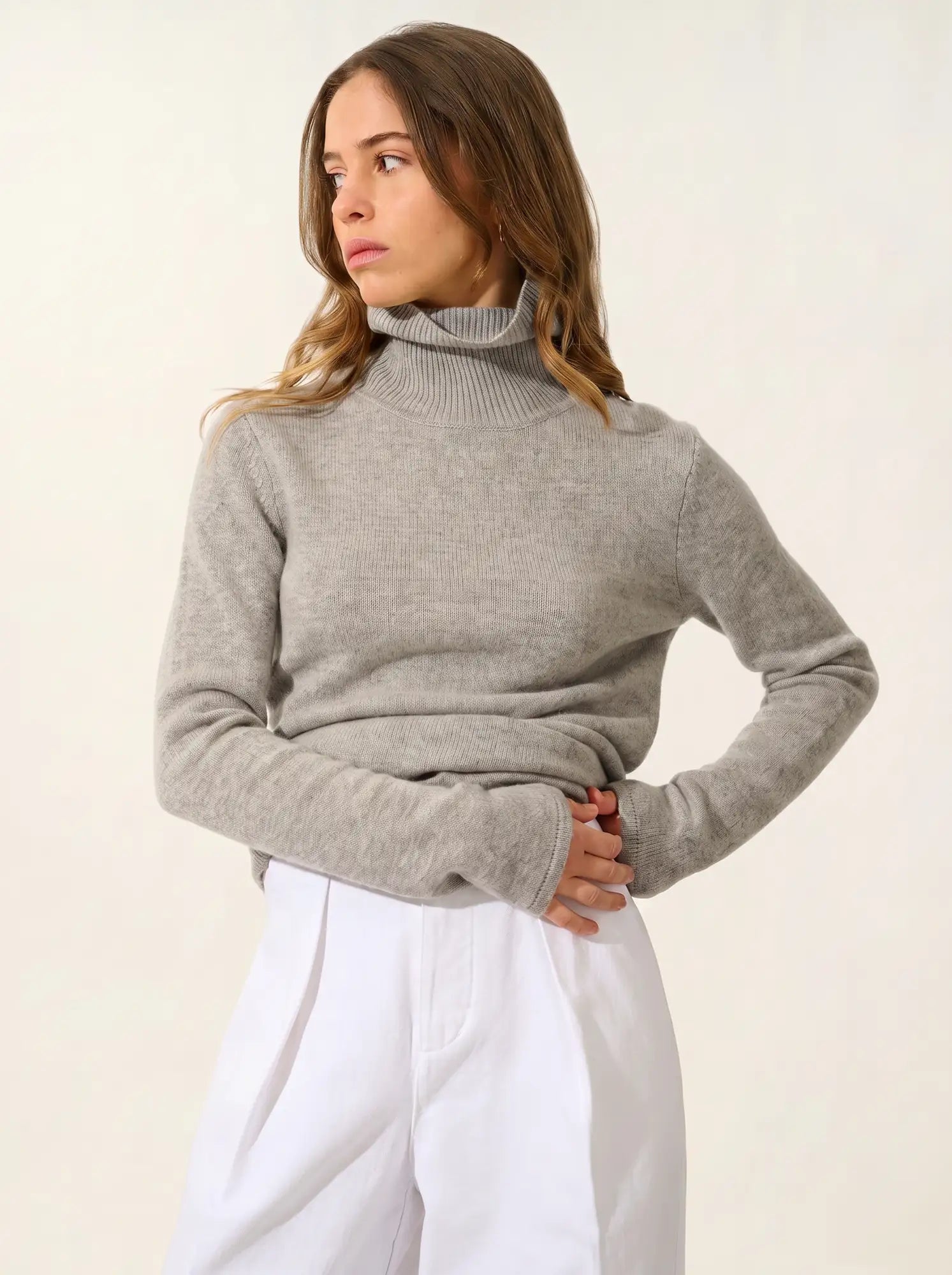 TED pull col roulé 4 fils nuage chiné