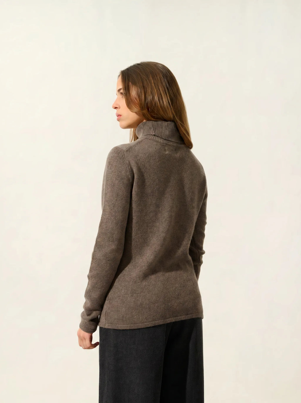 TED pull col roulé 4 fils taupe chiné