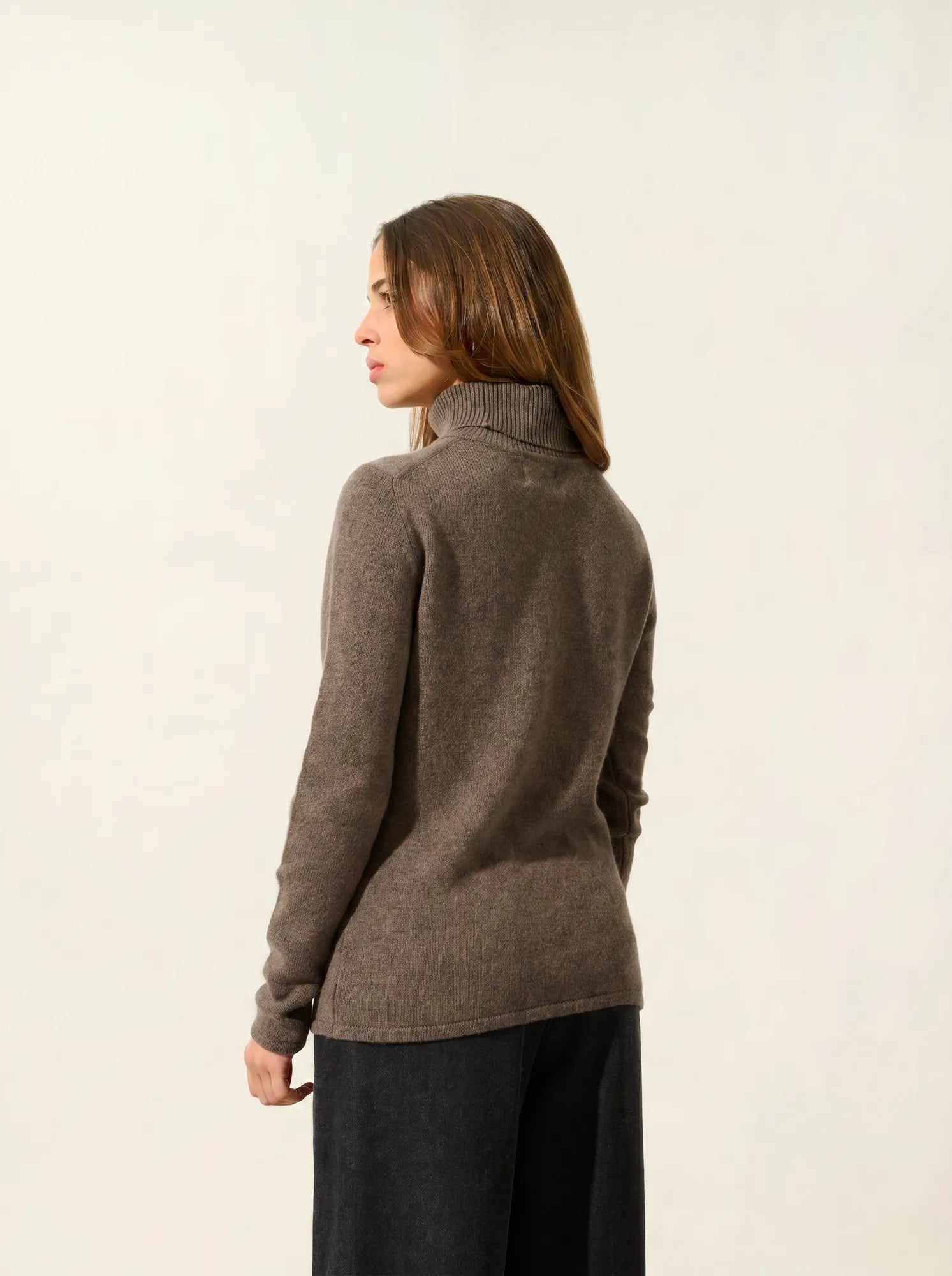 TED pull col roulé 4 fils taupe chiné