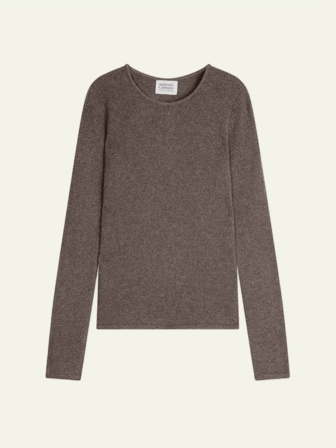 IVY pull col rond 4 fils taupe chiné