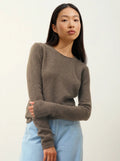 IVY pull col rond 4 fils taupe chiné