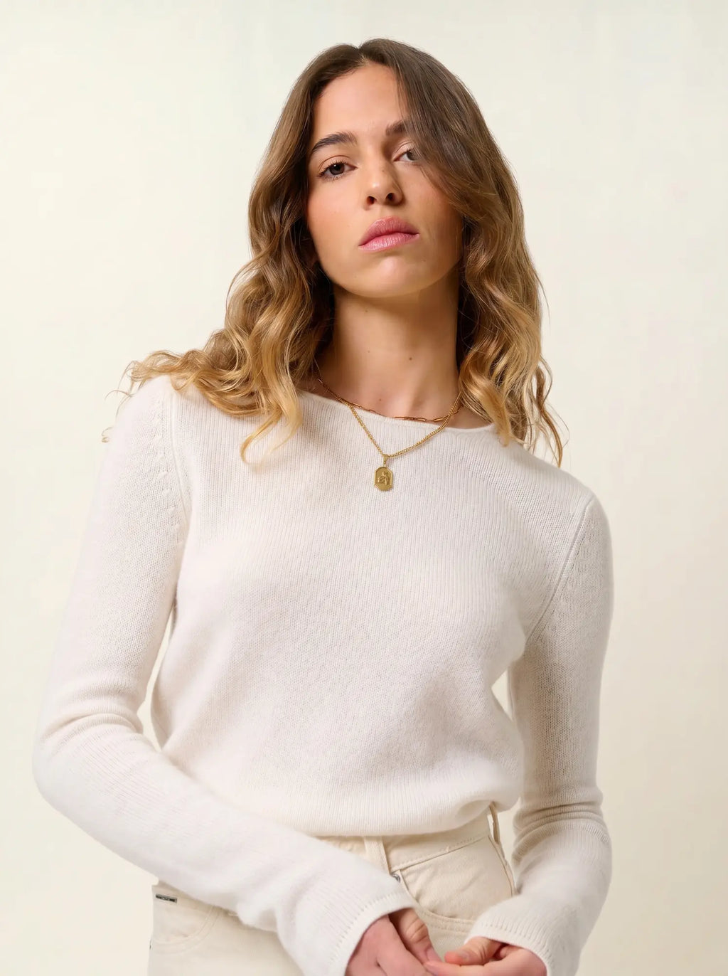 IVY pull col rond 4 fils ivoire