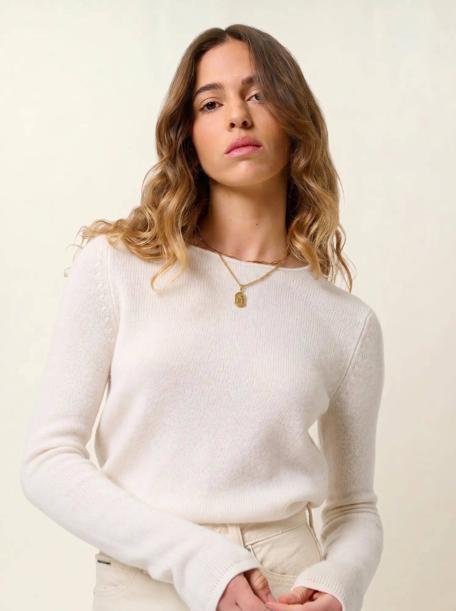 IVY pull col rond 4 fils ivoire