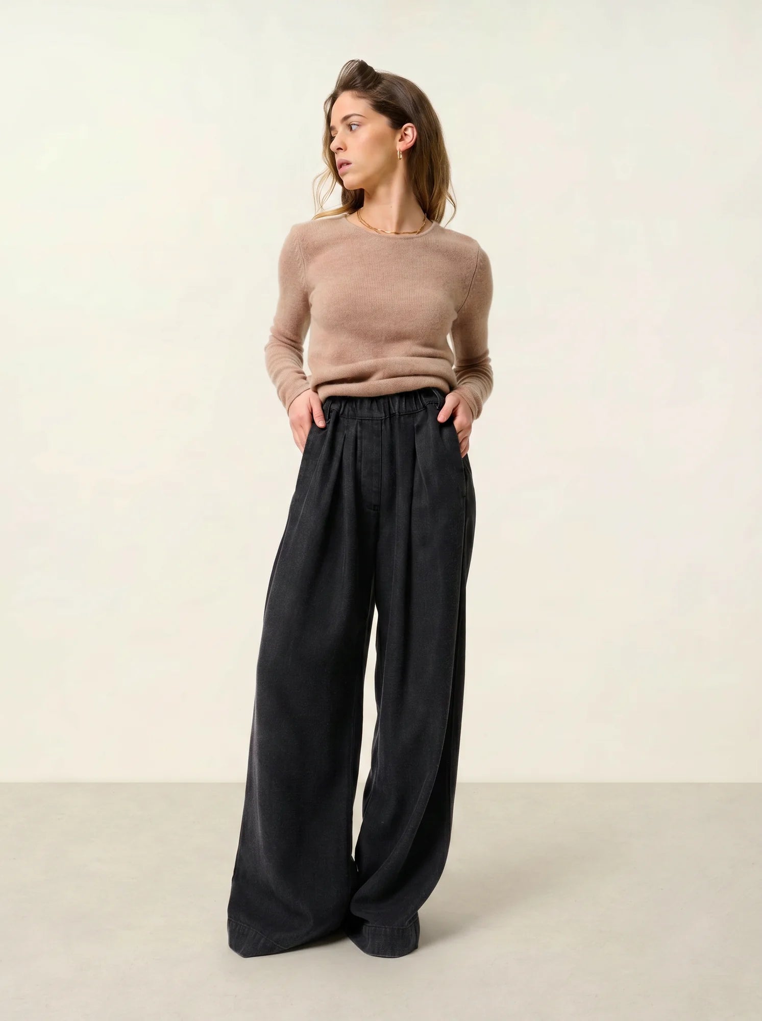 IVY pull col rond 4 fils camel chiné
