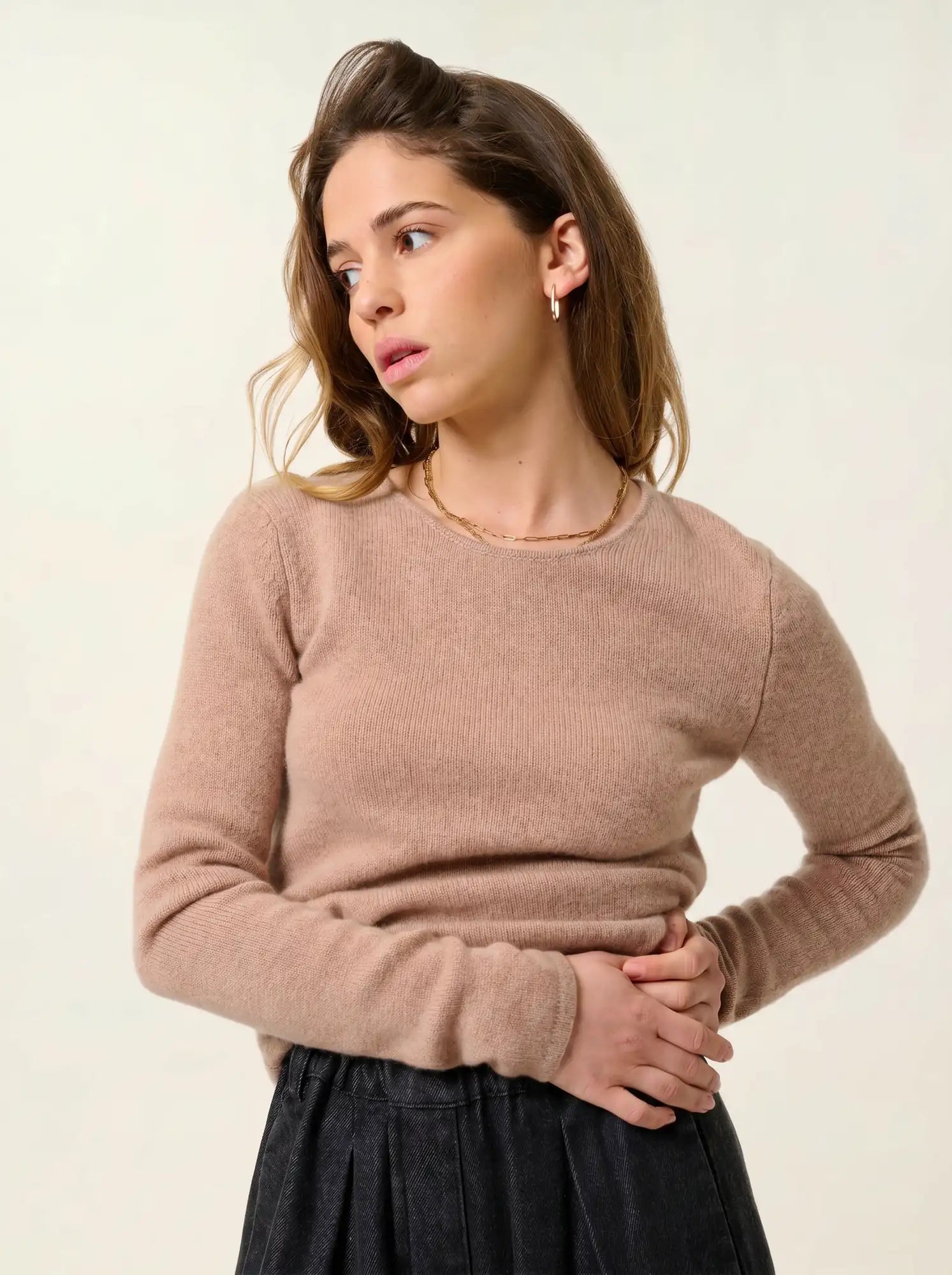 IVY pull col rond 4 fils camel chiné